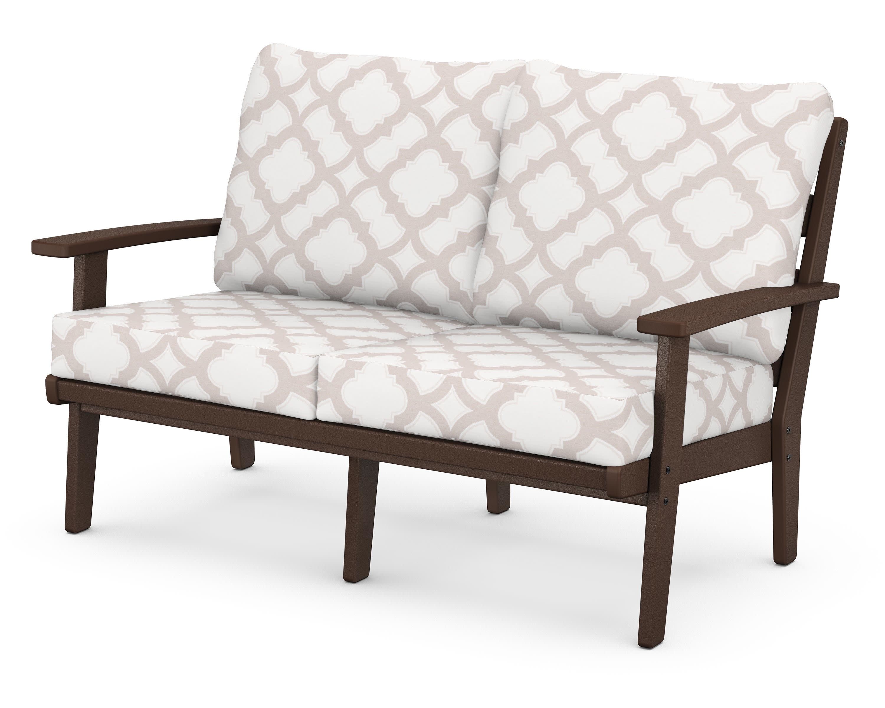 Grant Park Deep Seating Loveseat in Mahogany / Trellis Dune Burlap