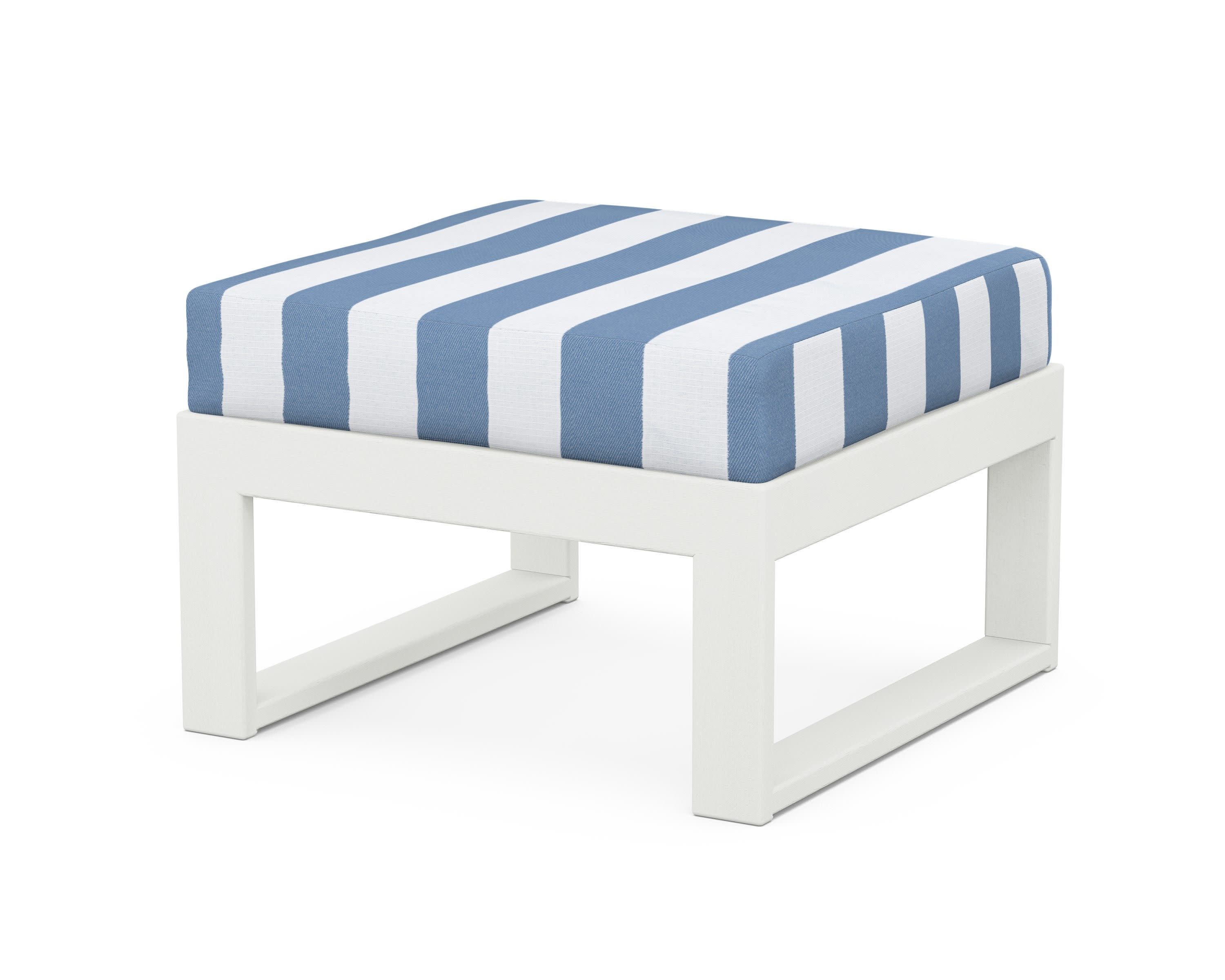 Modular Ottoman - Modern in Vintage White / Cabana Stripe Sky Blue