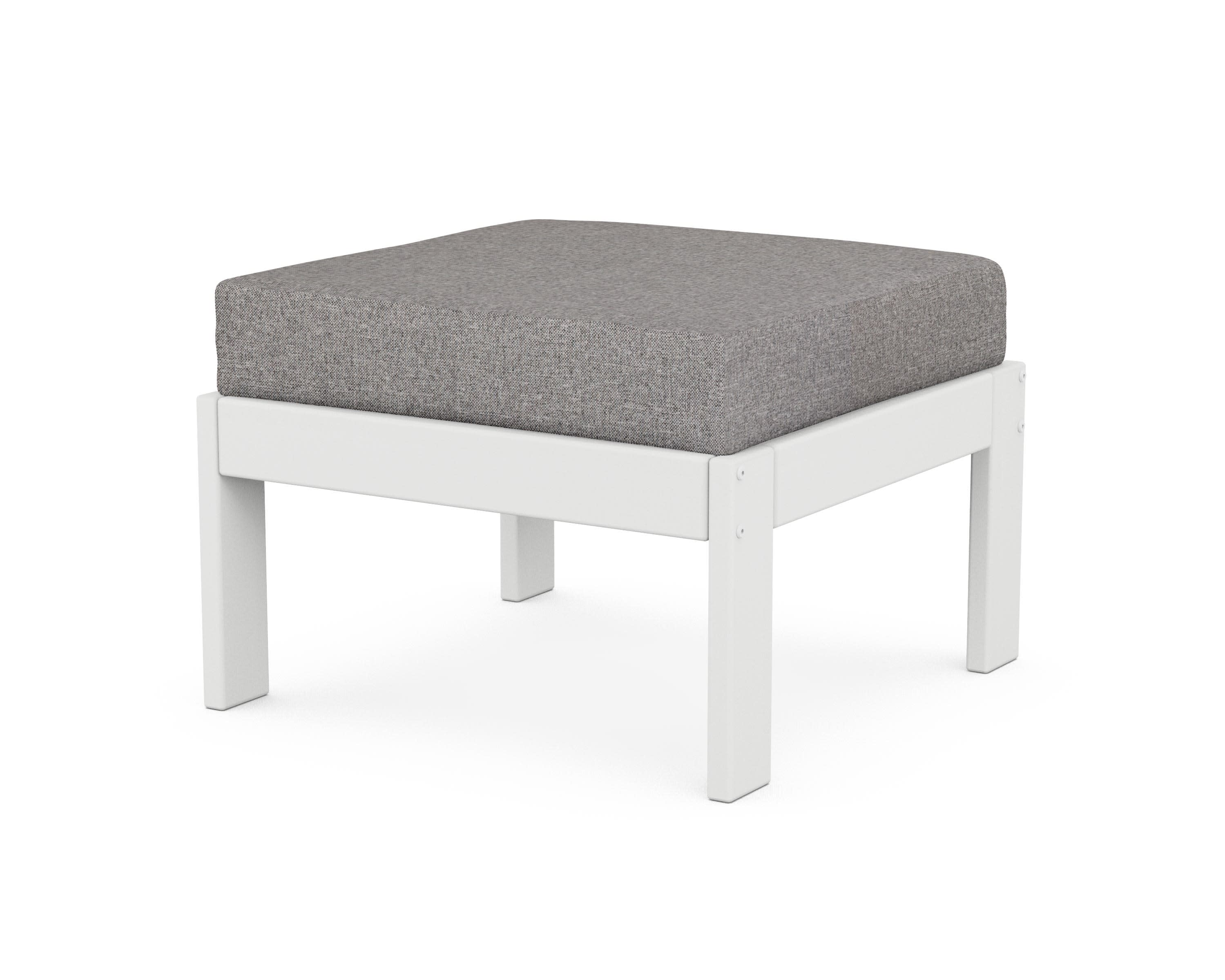 Vineyard Modular Ottoman in White / Grey Mist