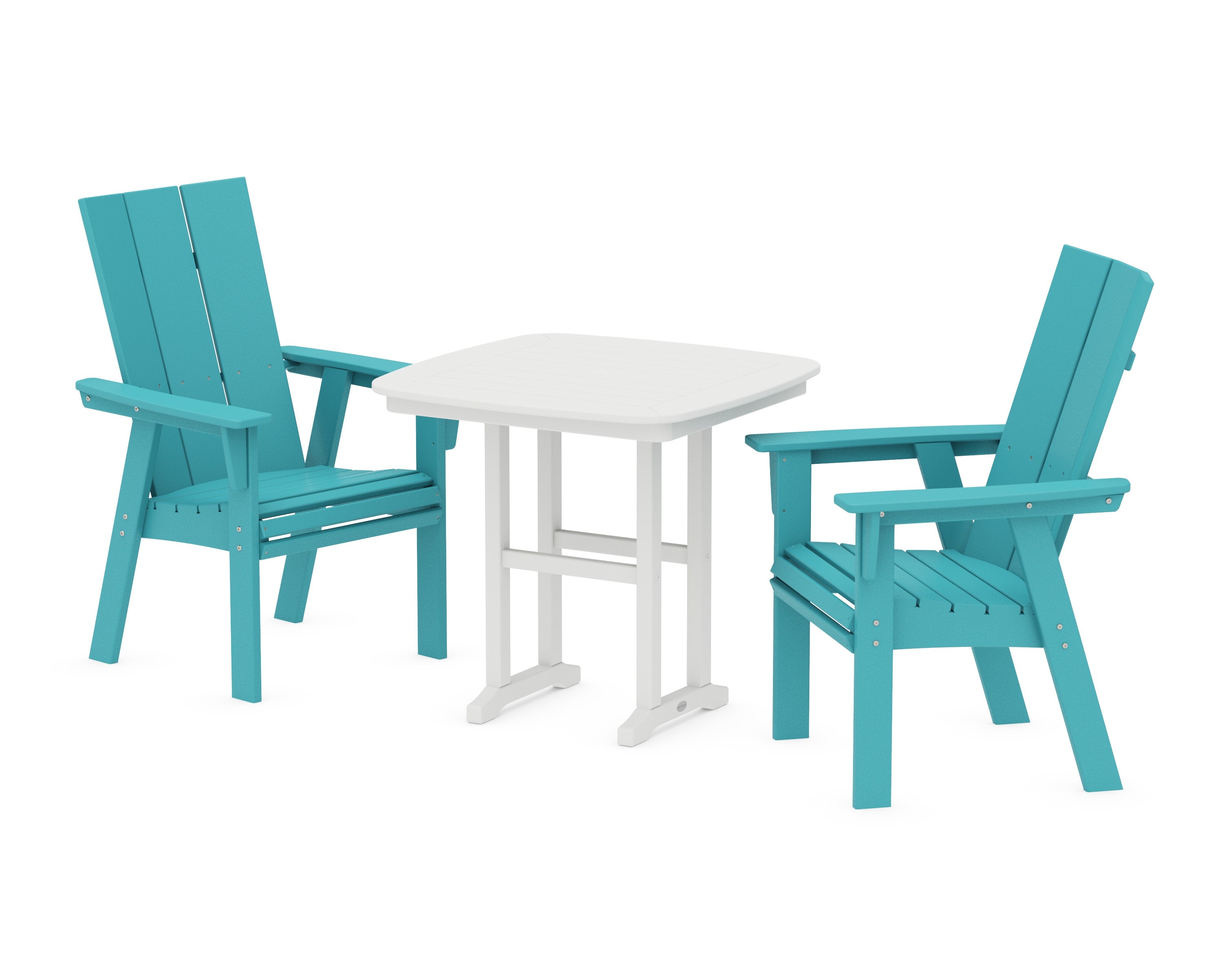 Modern Adirondack 3-Piece Dining Set in Aruba / White