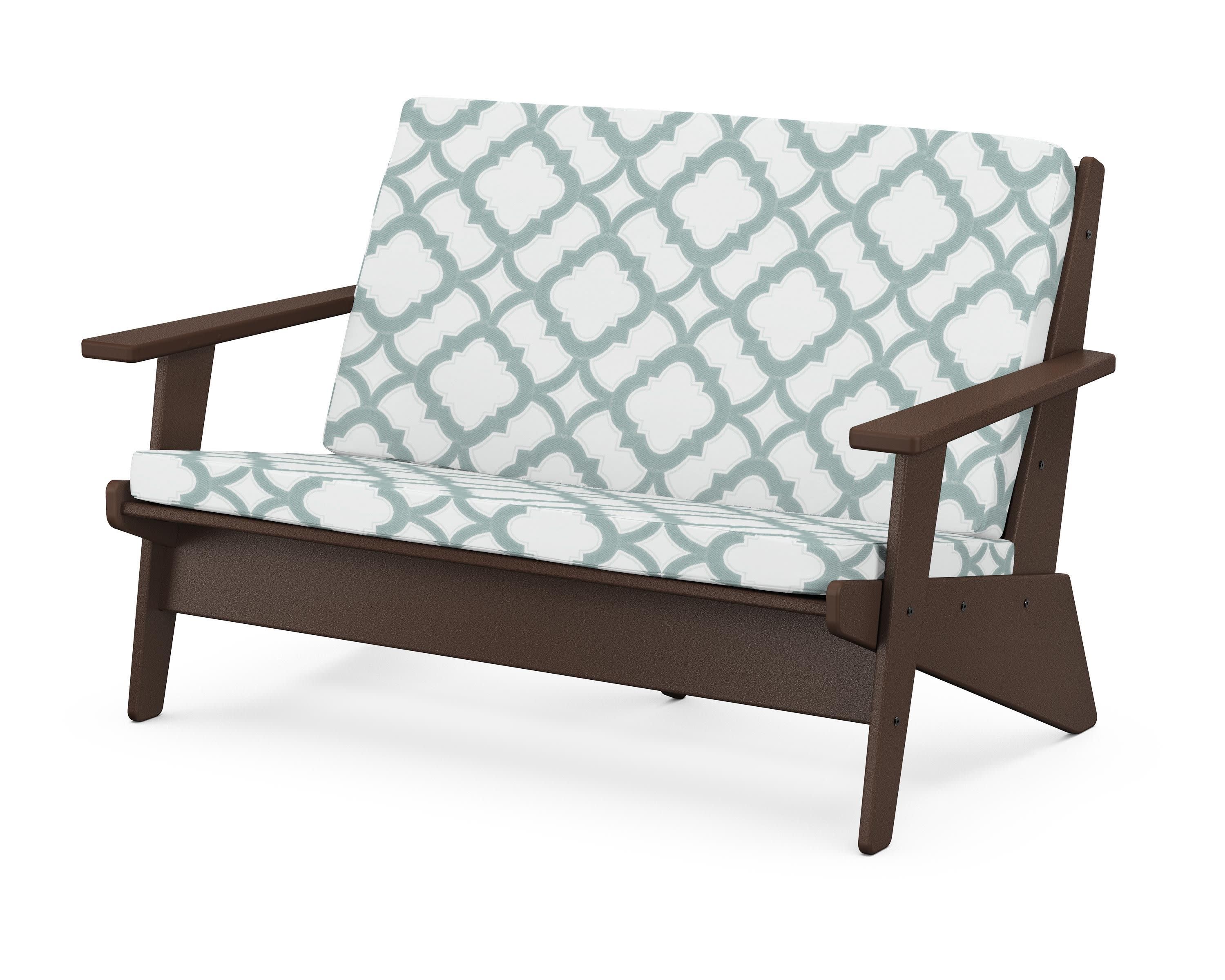 Riviera Modern Lounge Loveseat in Mahogany / Trellis Glacier Spa