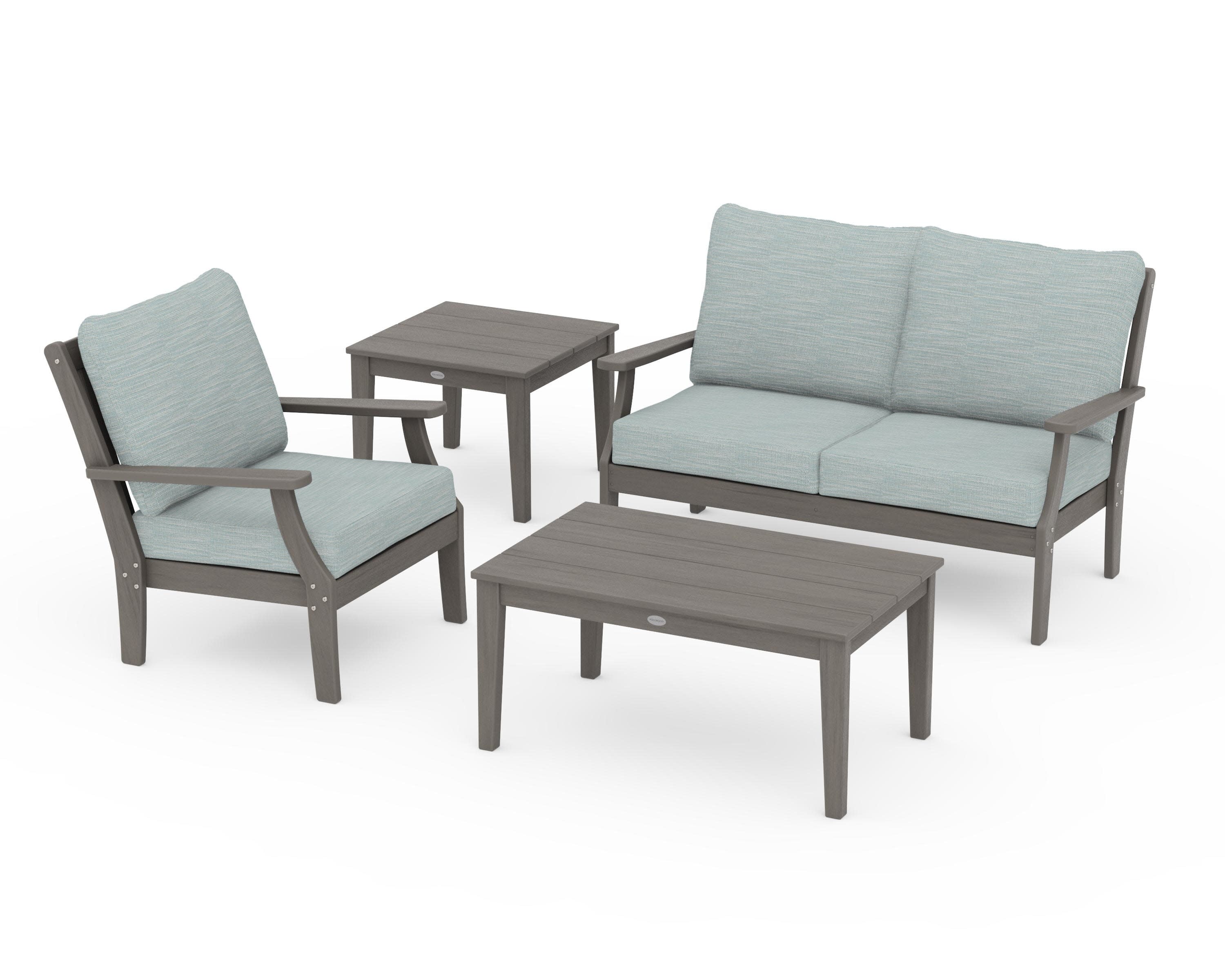 Braxton 4-Piece Deep Seating Set in Driftwood / Soothe Mist