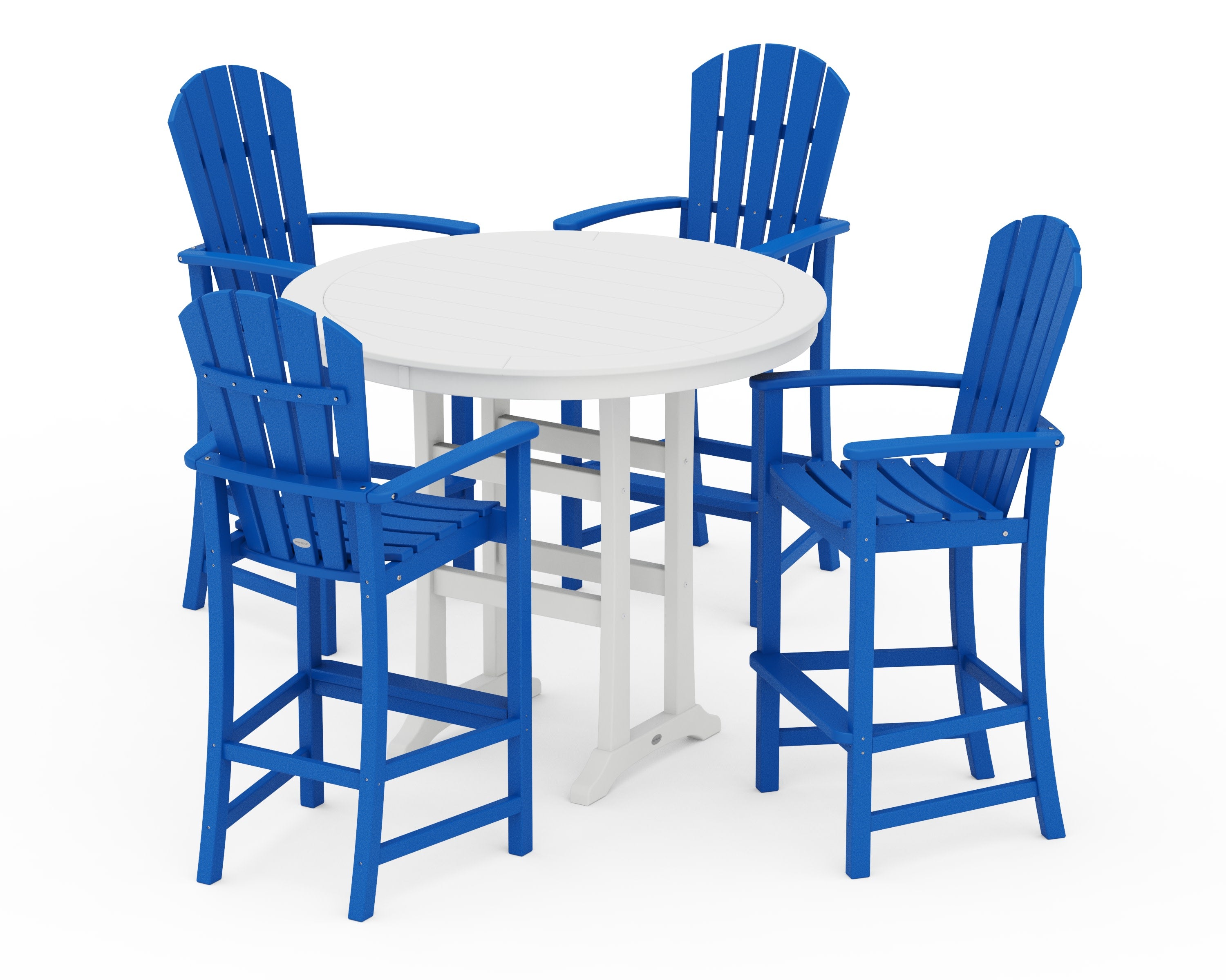Palm Coast 5-Piece Round Bar Set in Pacific Blue / White