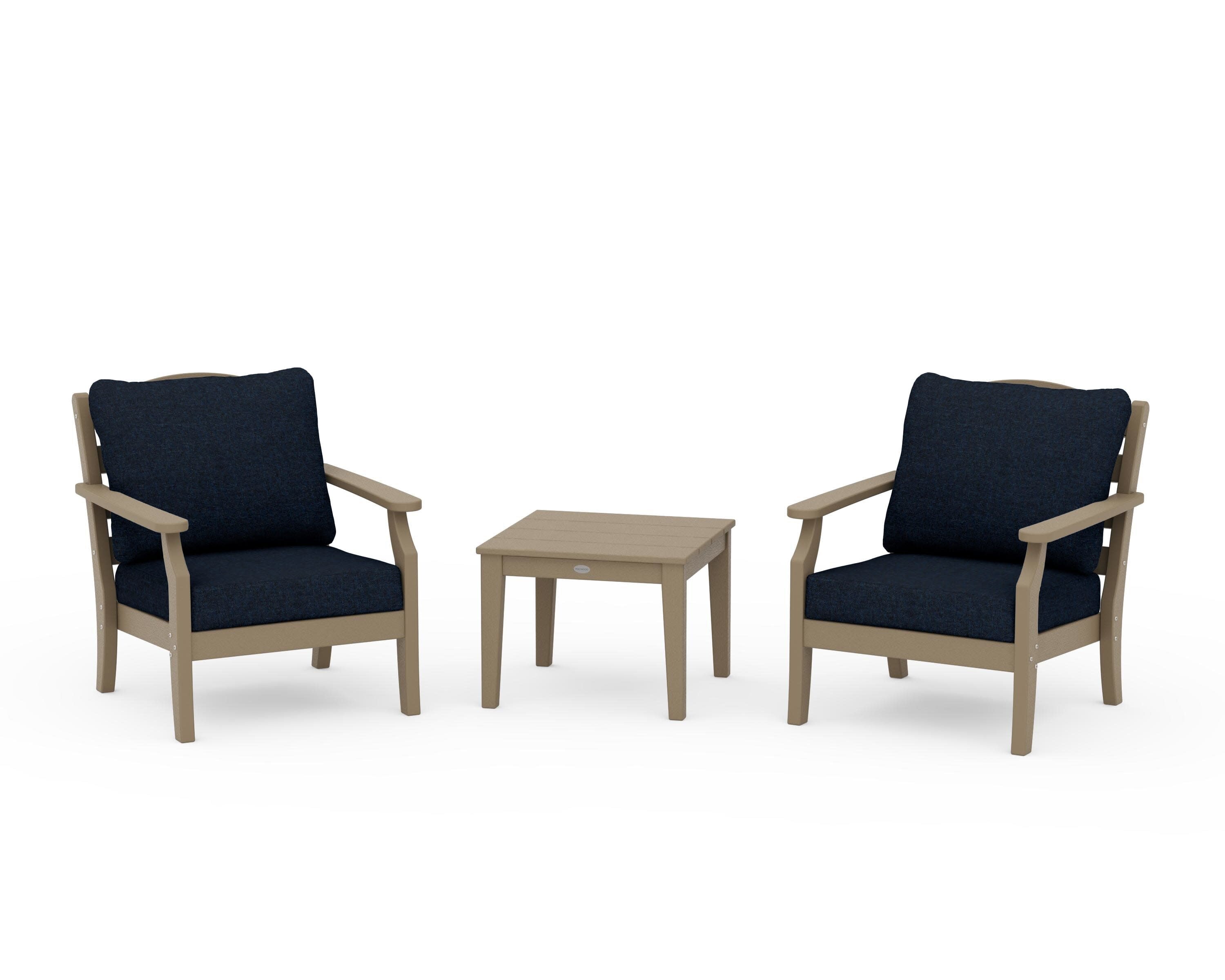 Savannah 3-Piece Deep Seating Set in Vintage Sahara / Marine Indigo
