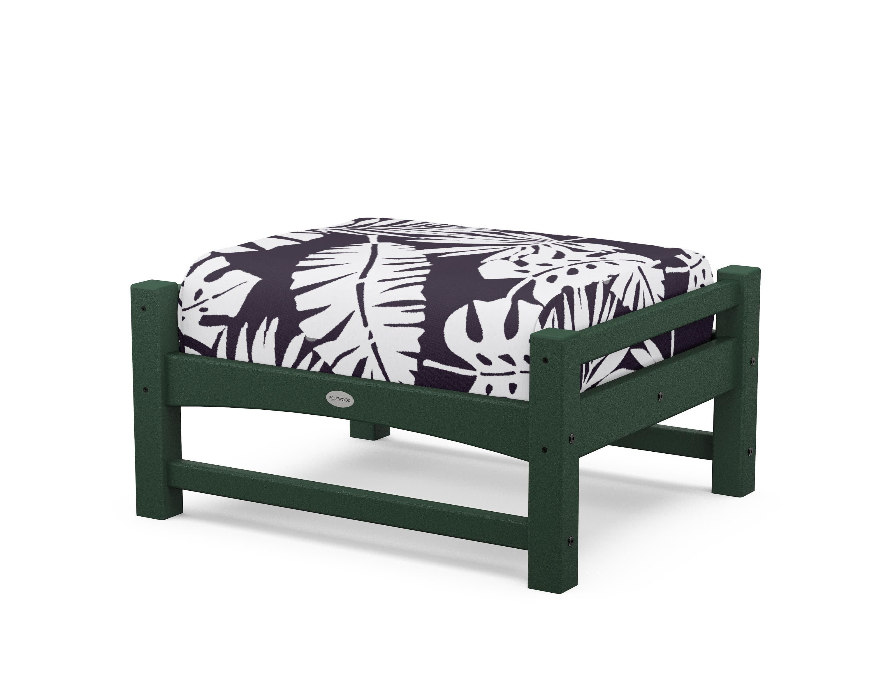 Club Ottoman in Green / Leaf Navy