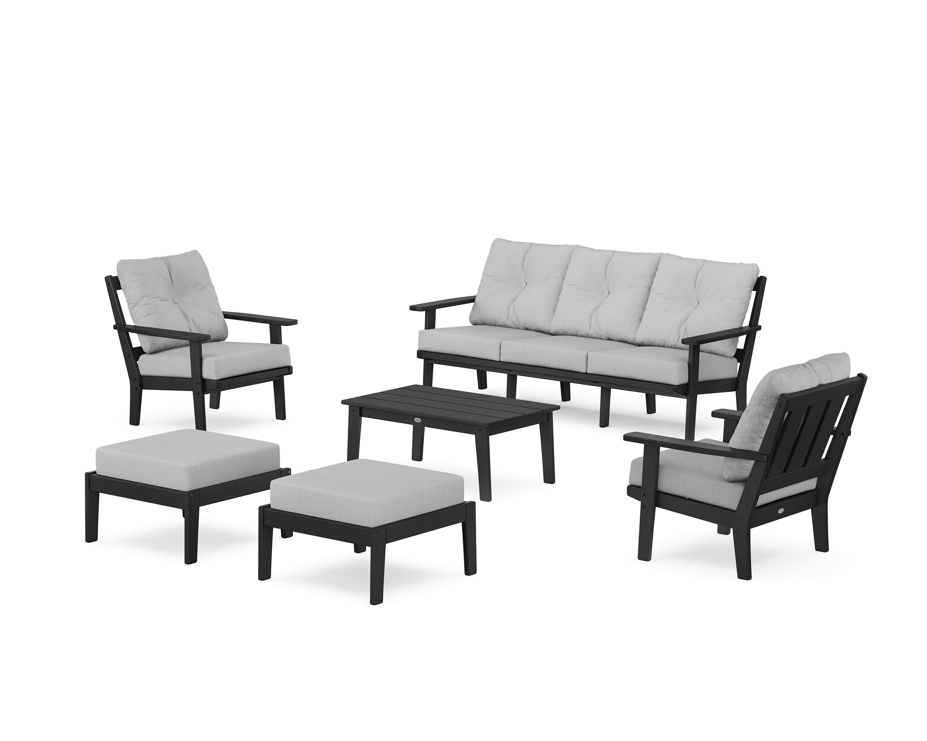 Oxford 6-Piece Lounge Sofa Set in Black / Granite