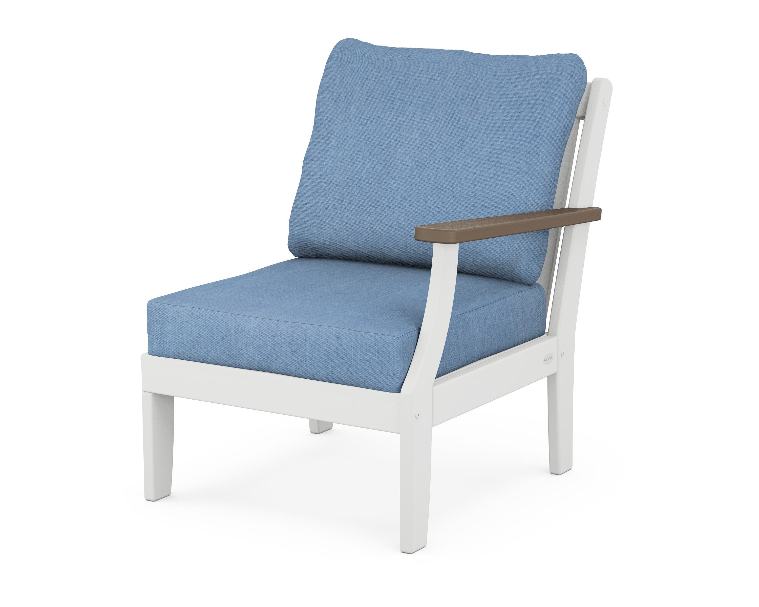 Braxton Modular Right Arm Chair in White / Kona / Sky Blue