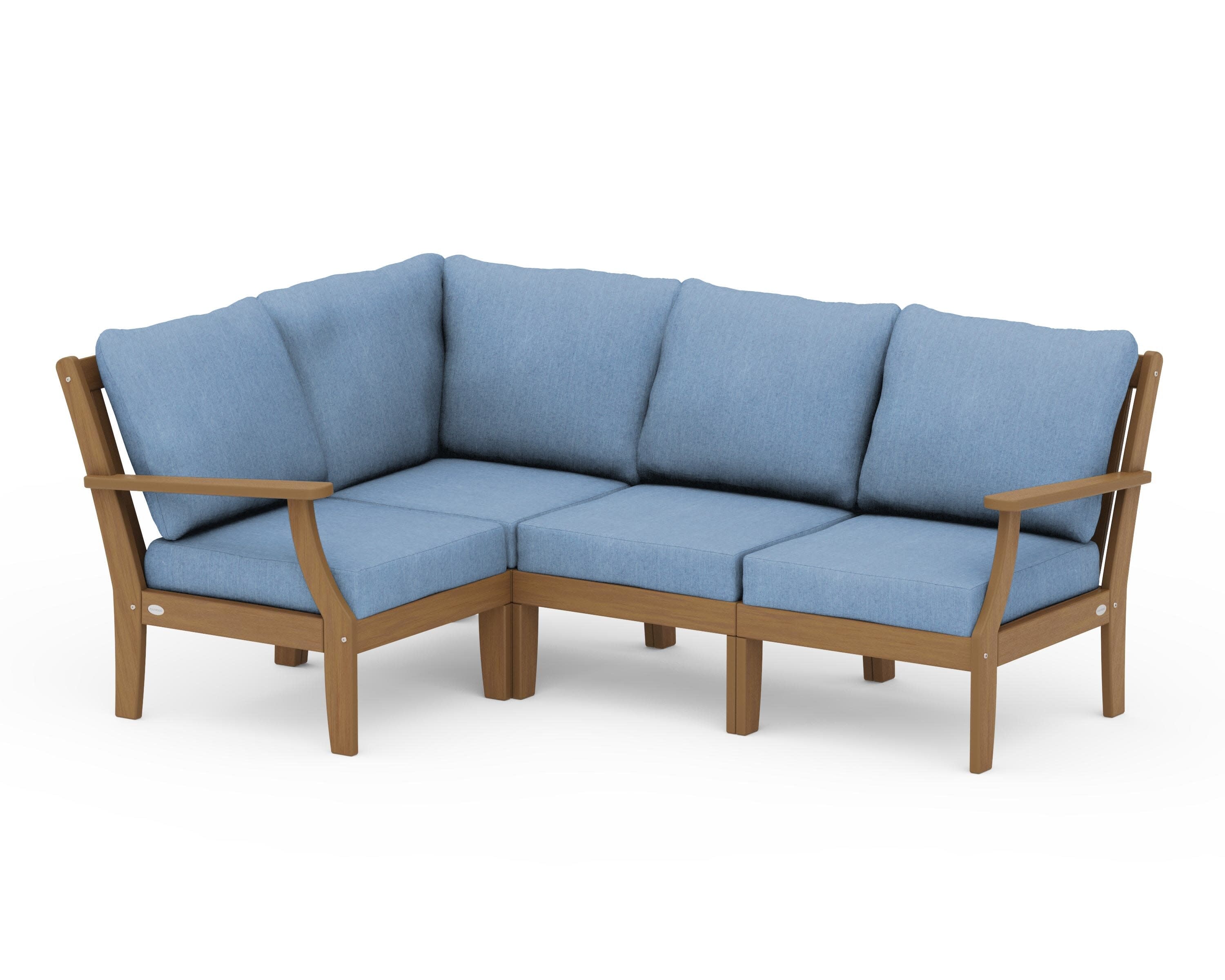 Braxton Modular 4-Piece Deep Seating Set in Natural / Sky Blue