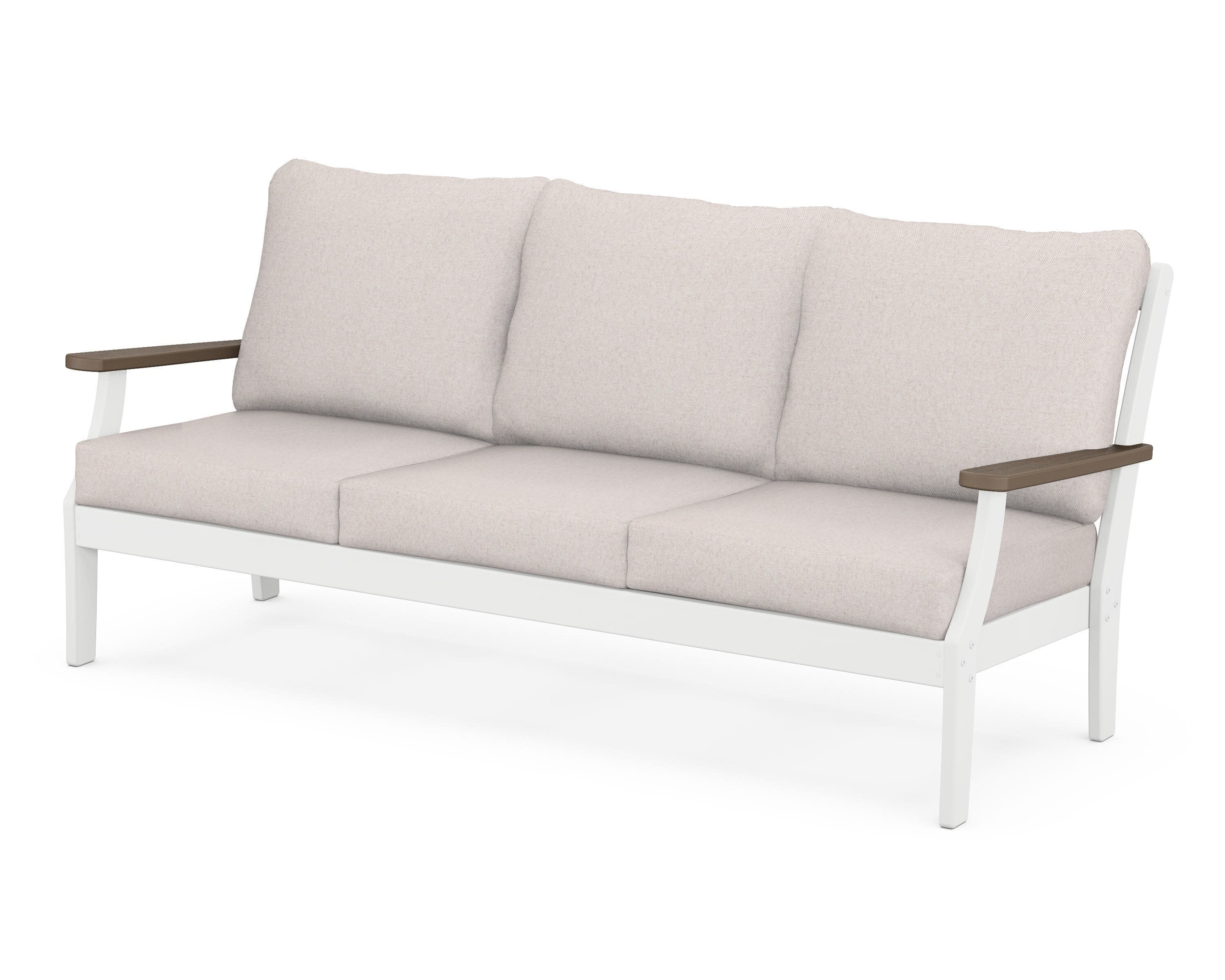 Braxton Deep Seating Sofa in White / Kona / Dune Burlap