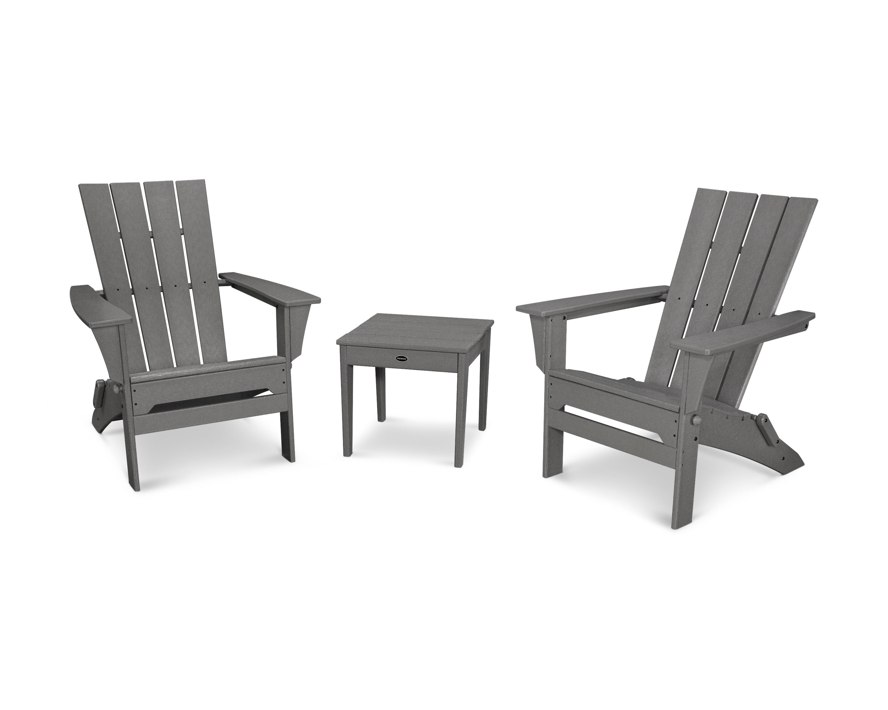 Quattro Folding Chair 3-Piece Adirondack Set in Slate Grey