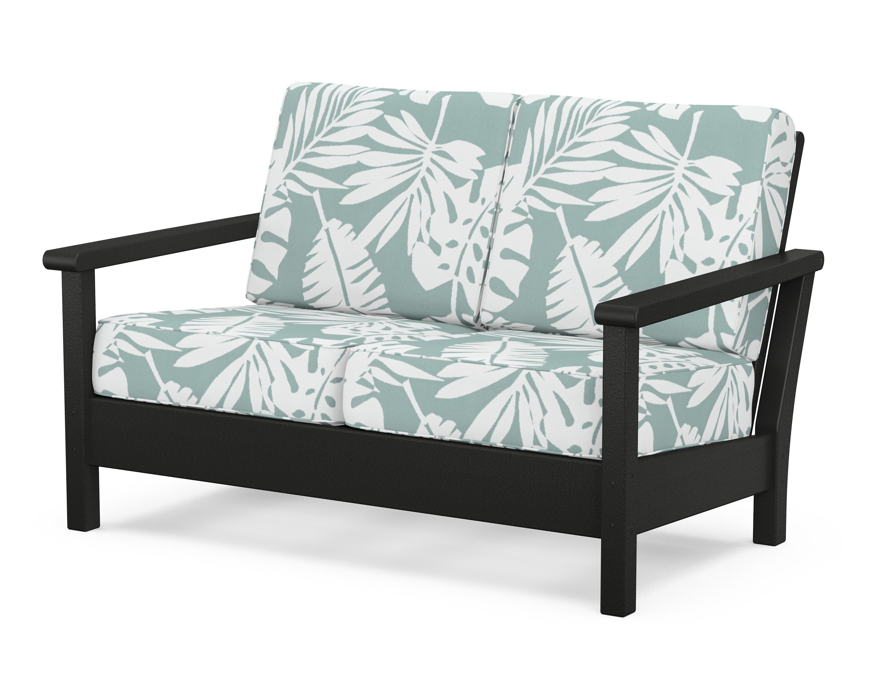 Harbour Deep Seating Loveseat in Black / Leaf Glacier Spa