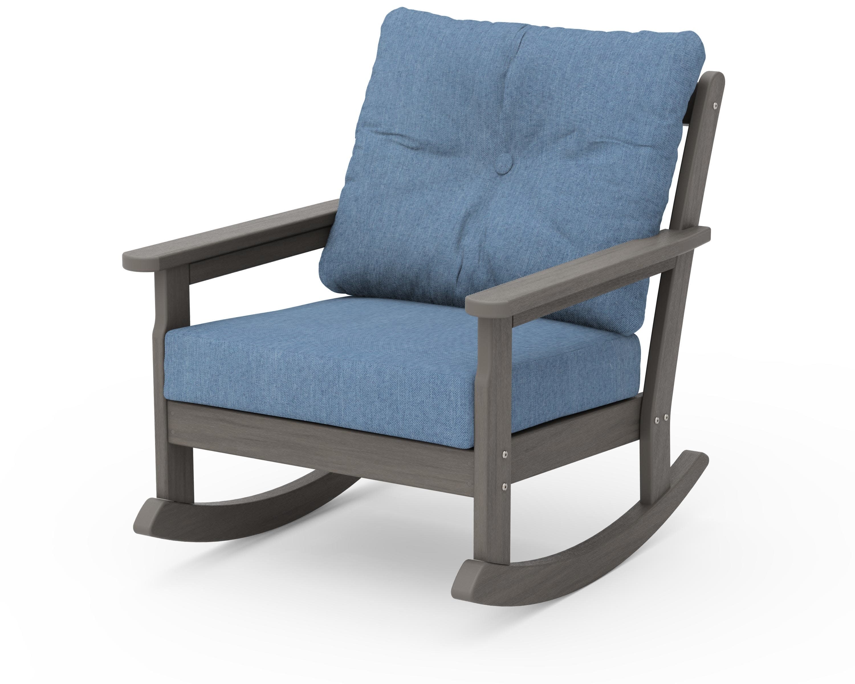 Vineyard Deep Seating Rocking Chair in Driftwood / Sky Blue