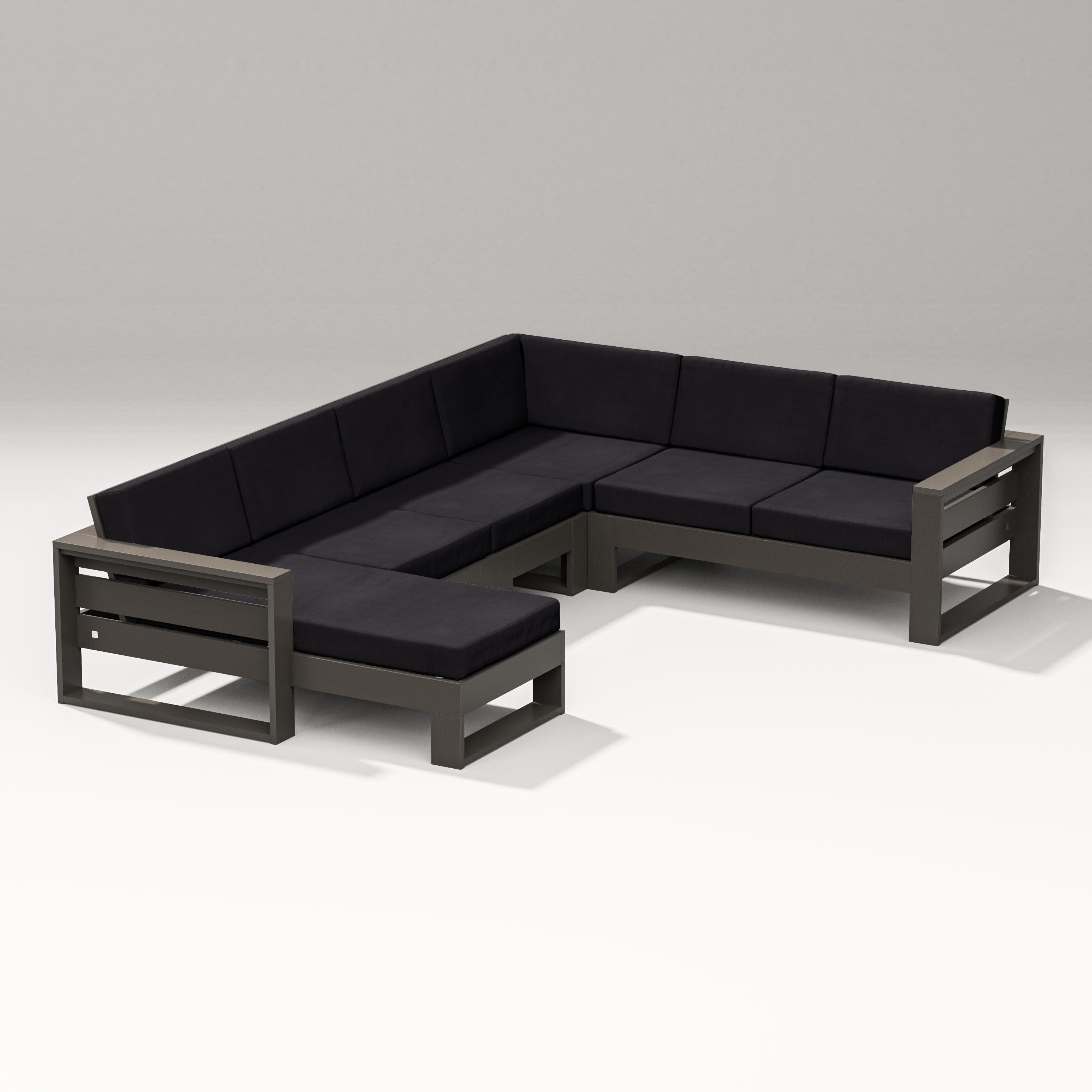 Latitude Corner Sectional with Left Chaise in Vintage Coffee / Midnight Linen