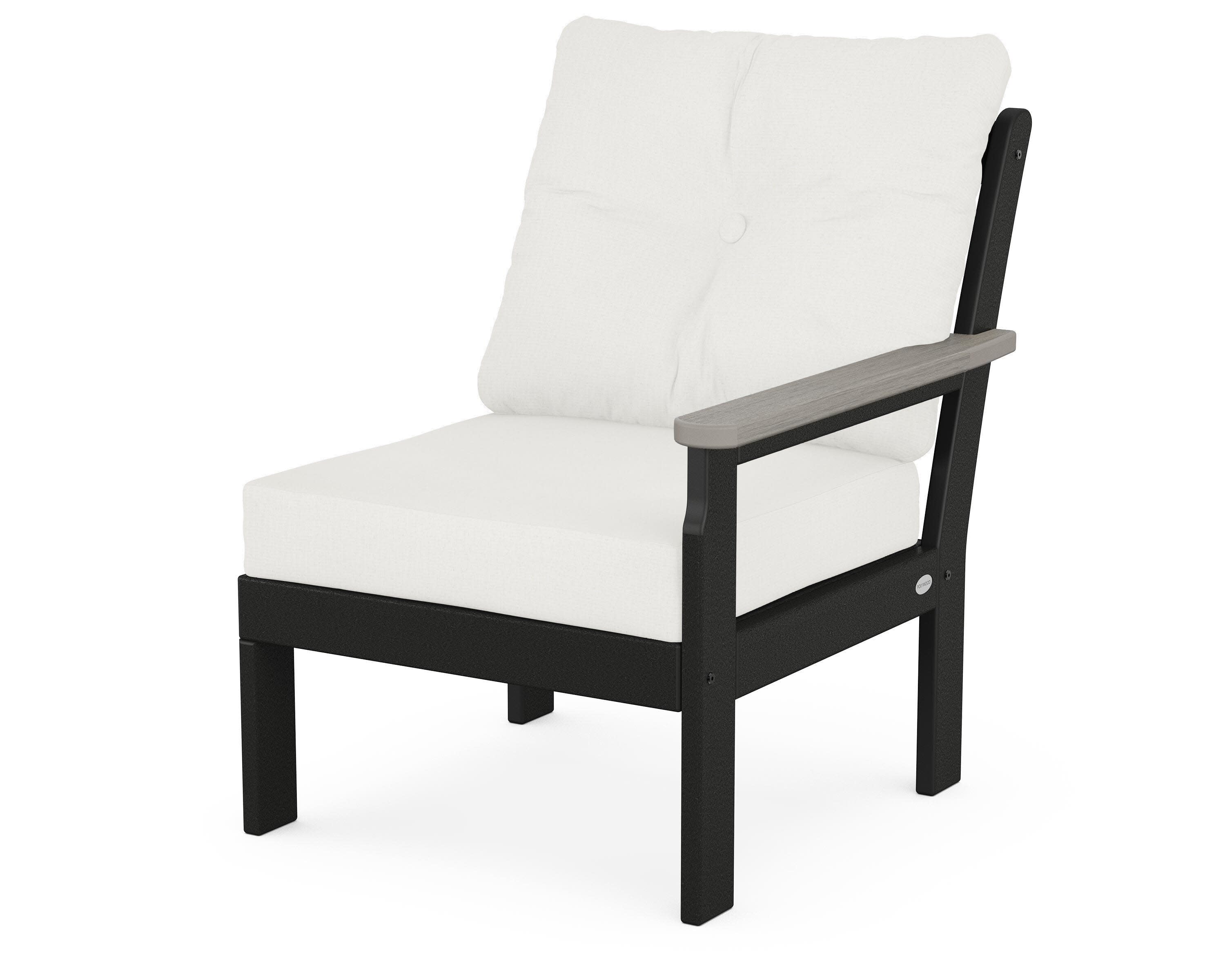 Vineyard Modular Right Arm Chair in Black / Driftwood / Natural Linen