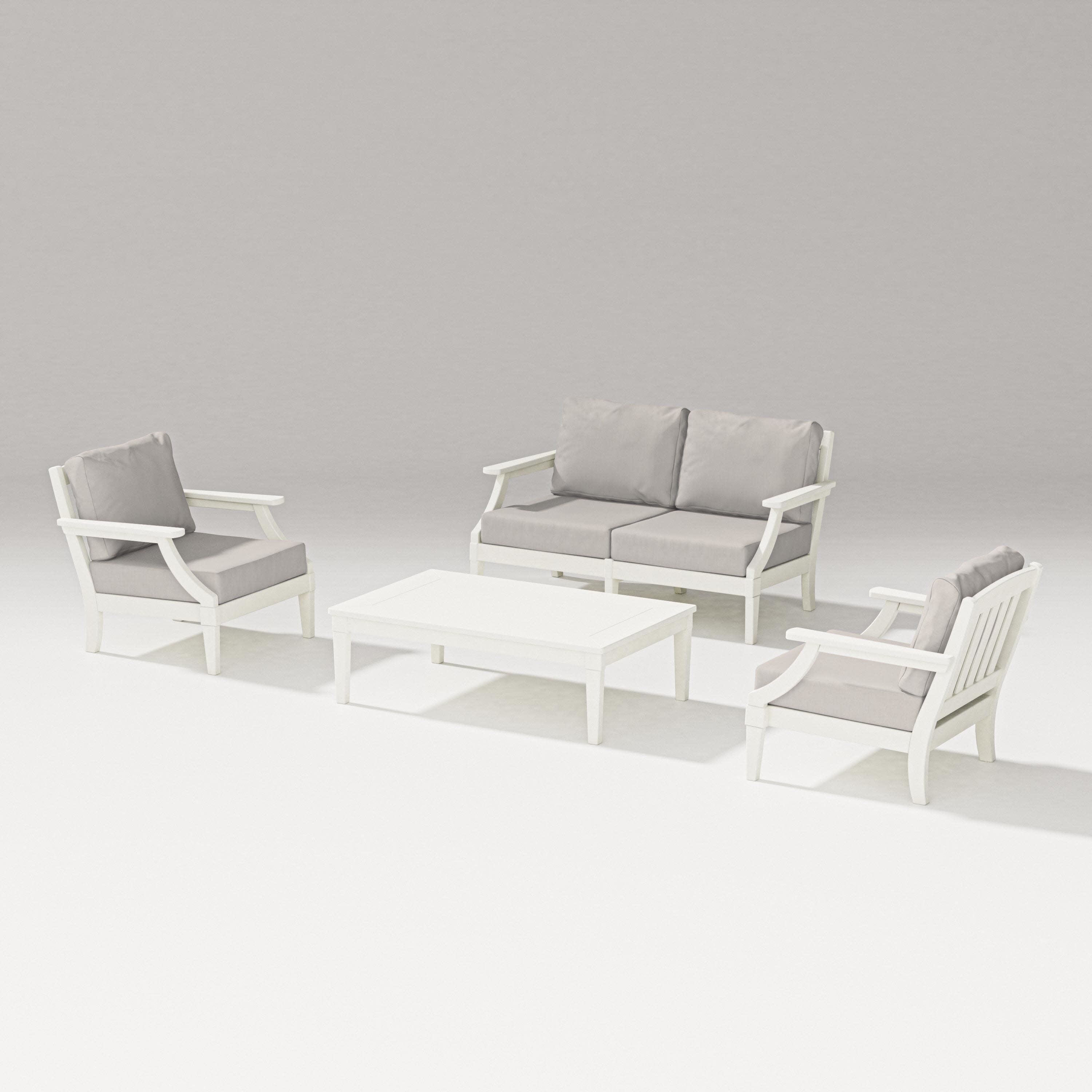 Estate Lounge 4-Piece Loveseat Set in Vintage White / Cast Ash
