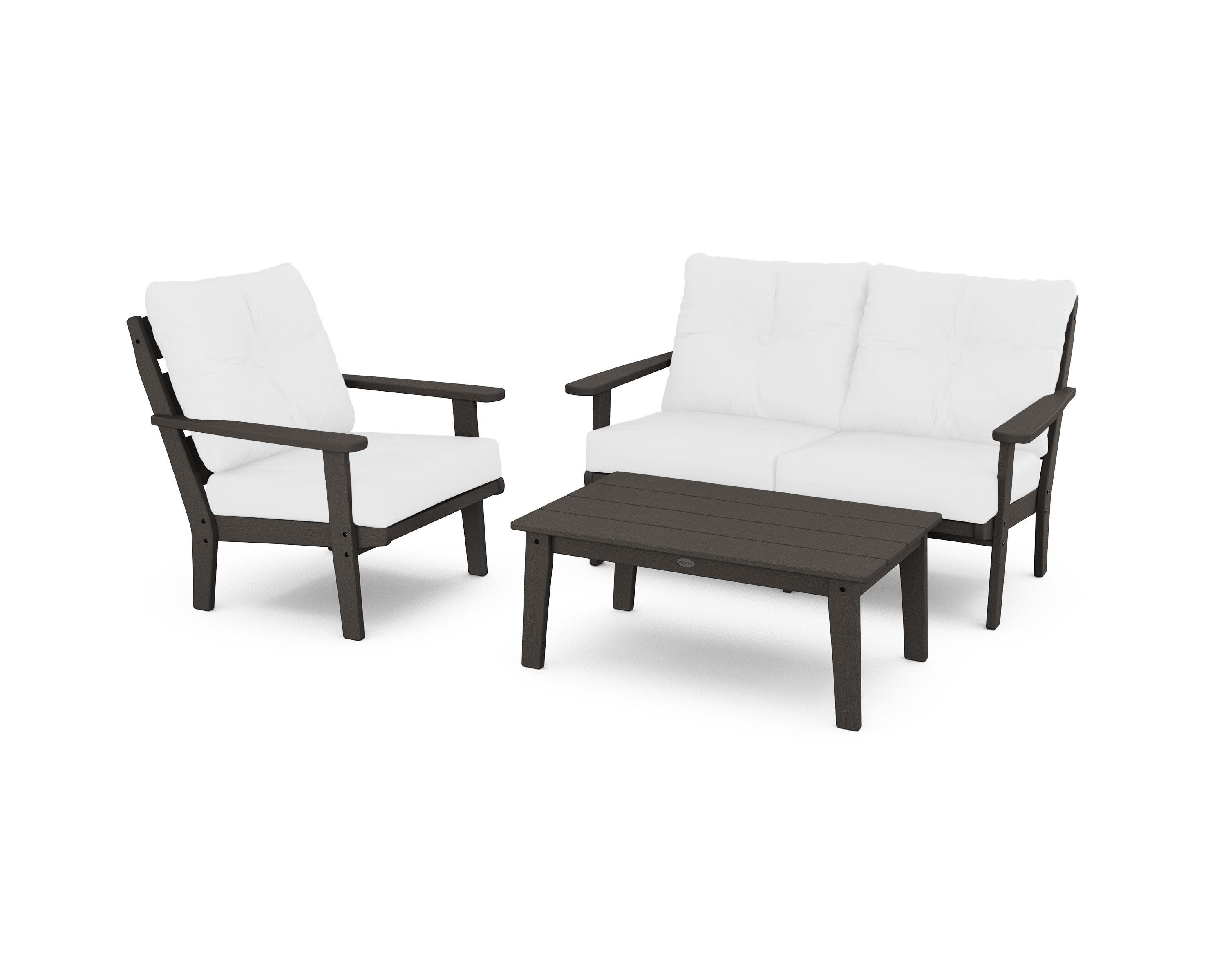 Lakeside 3-Piece Deep Seating Set in Vintage Coffee / Natural