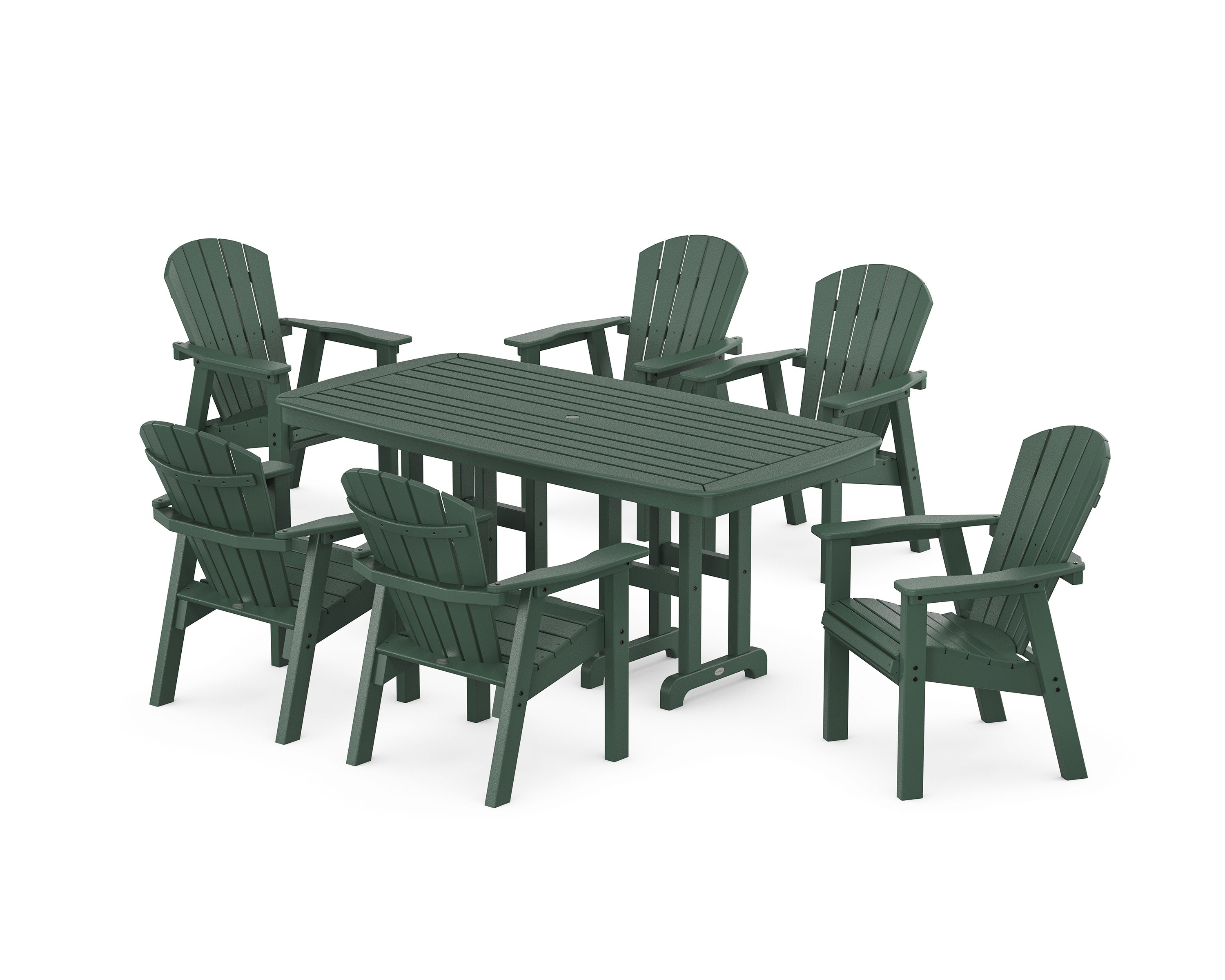 Seashell 7-Piece Dining Set in Green
