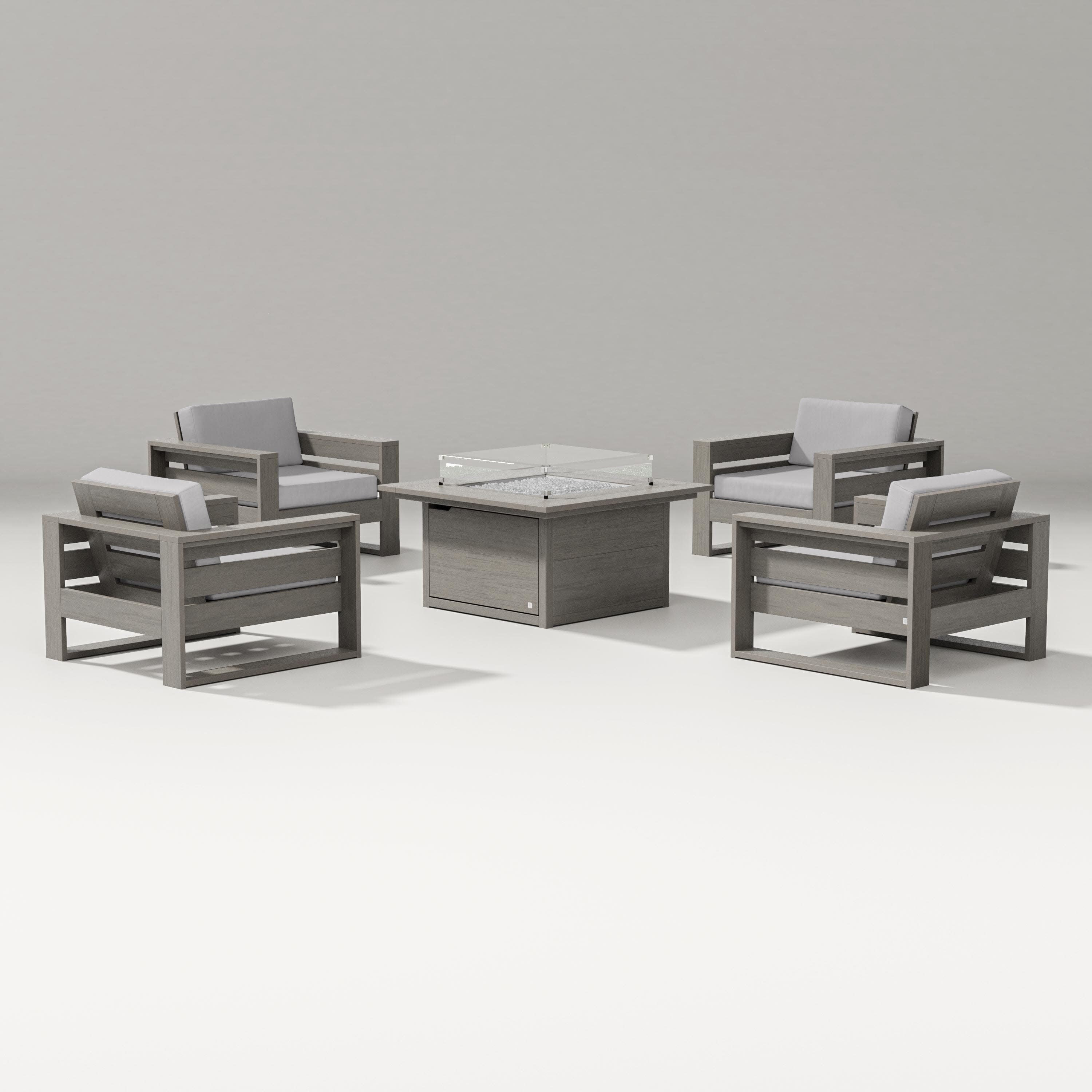 Latitude 5-Piece Lounge Fire Table Set in Driftwood / Granite