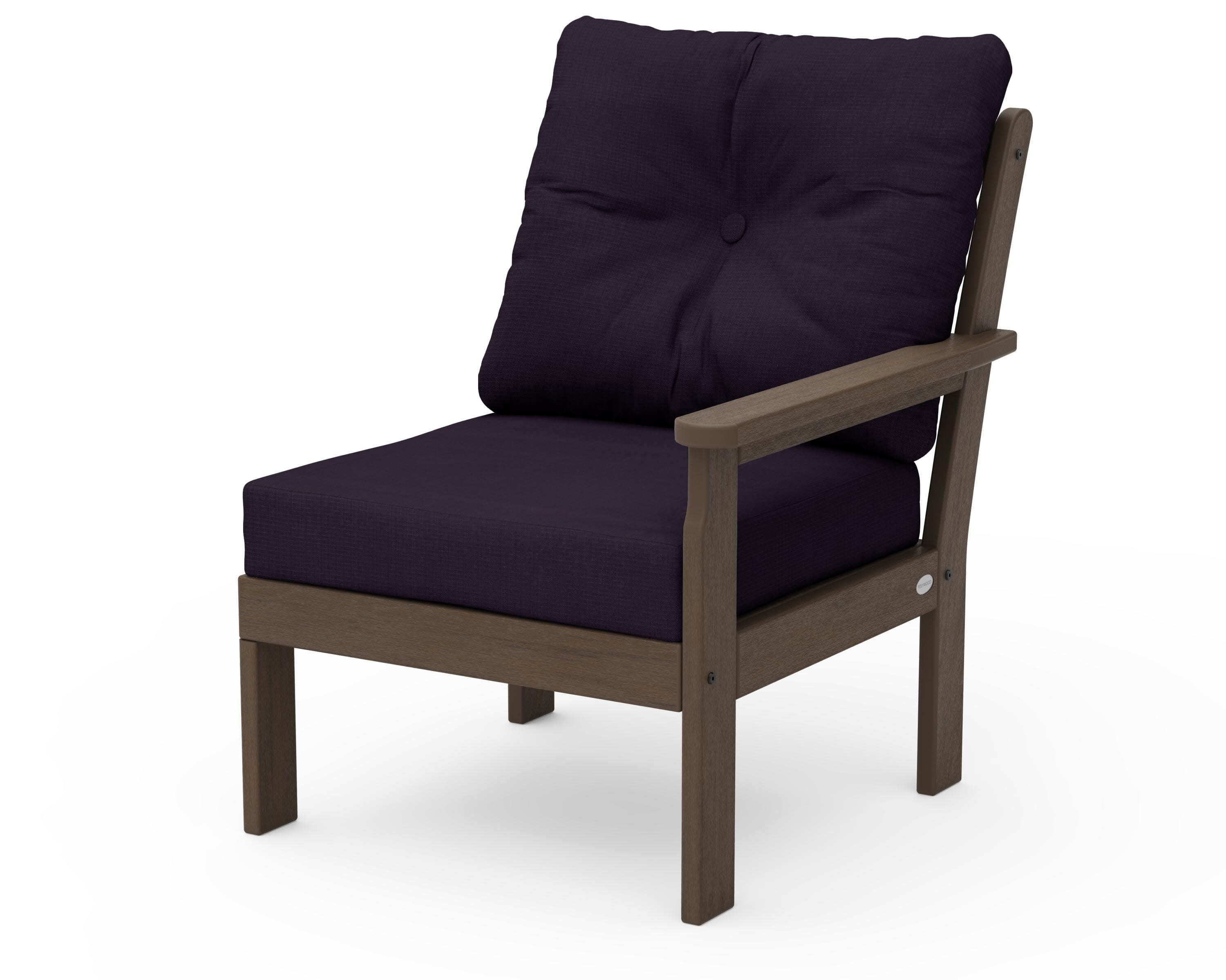 Vineyard Modular Right Arm Chair in Kona / Navy Linen