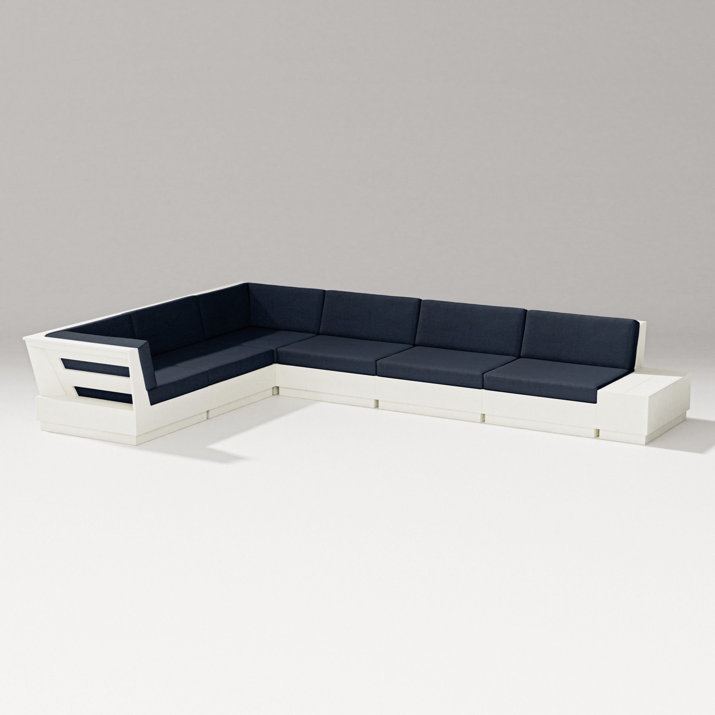Elevate 7-Piece Corner Sectional in Vintage White / Marine Indigo