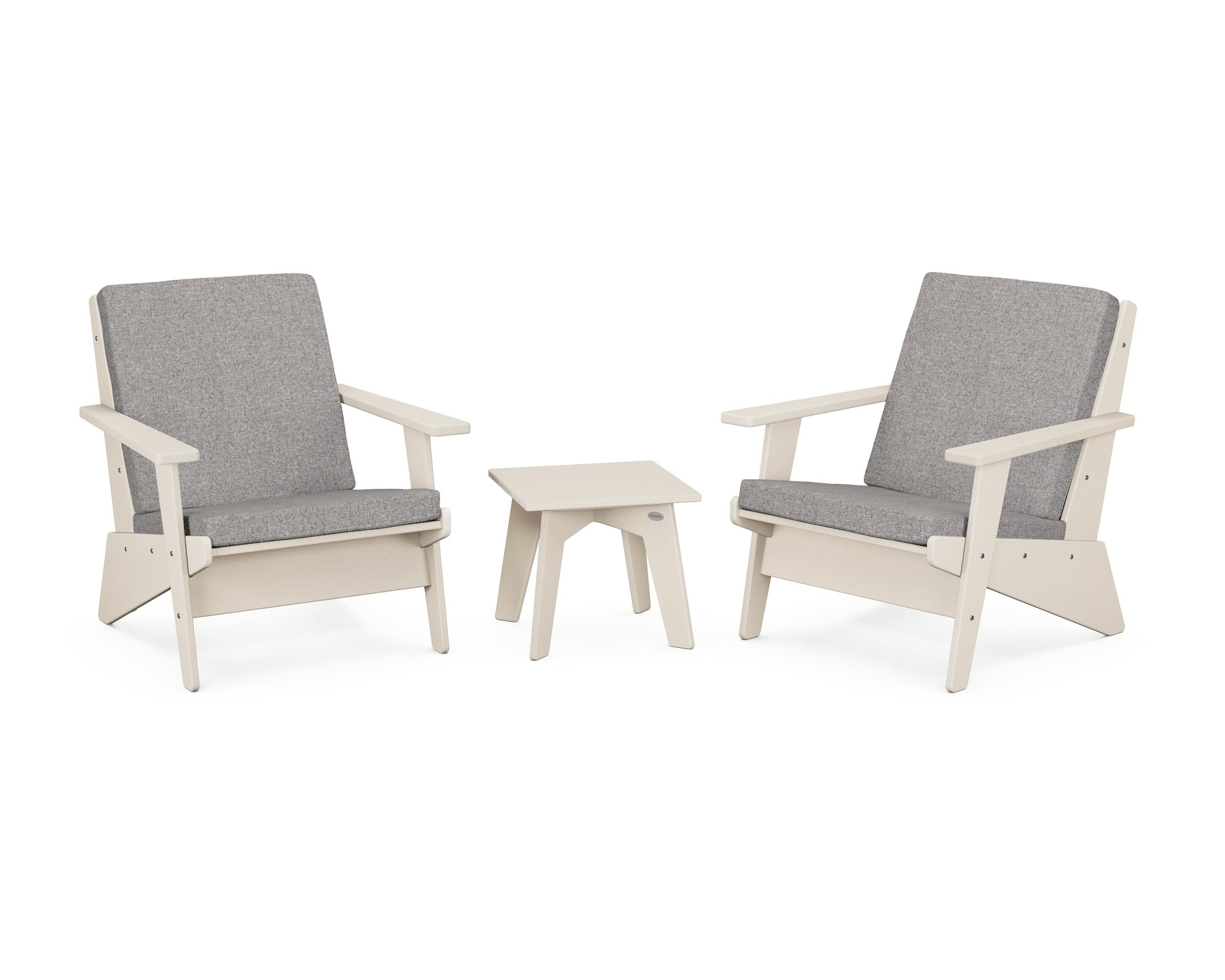 Riviera Modern Lounge 3-Piece Set in Sand / Grey Mist