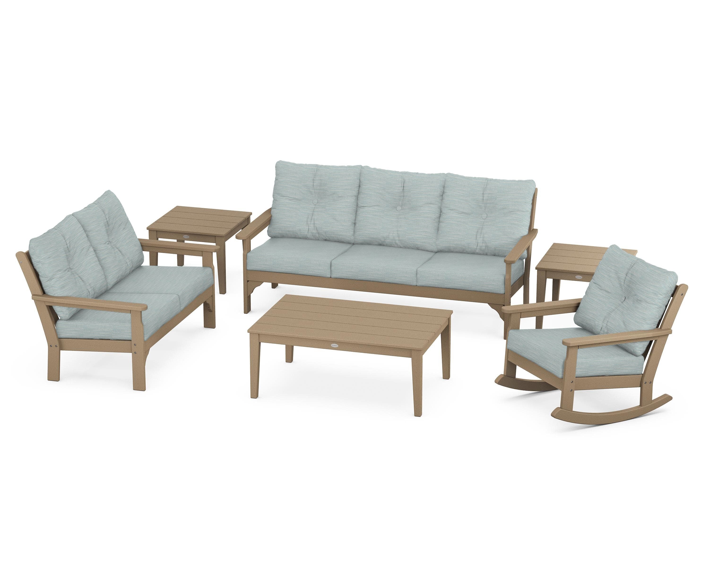 Vineyard 6-Piece Deep Seating Set in Vintage Sahara / Soothe Mist