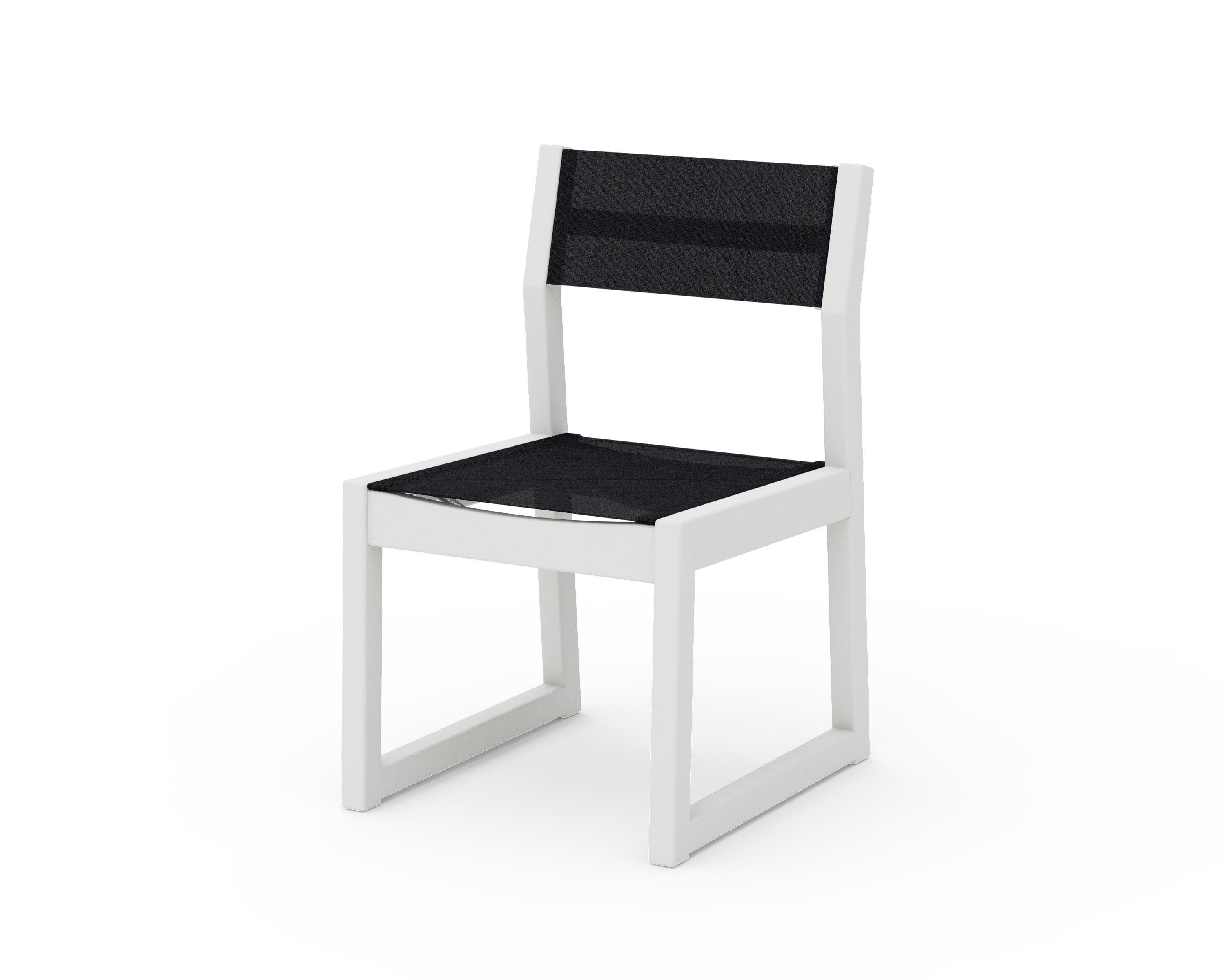 EDGE Sling Dining Side Chair in Vintage White / Black Sling
