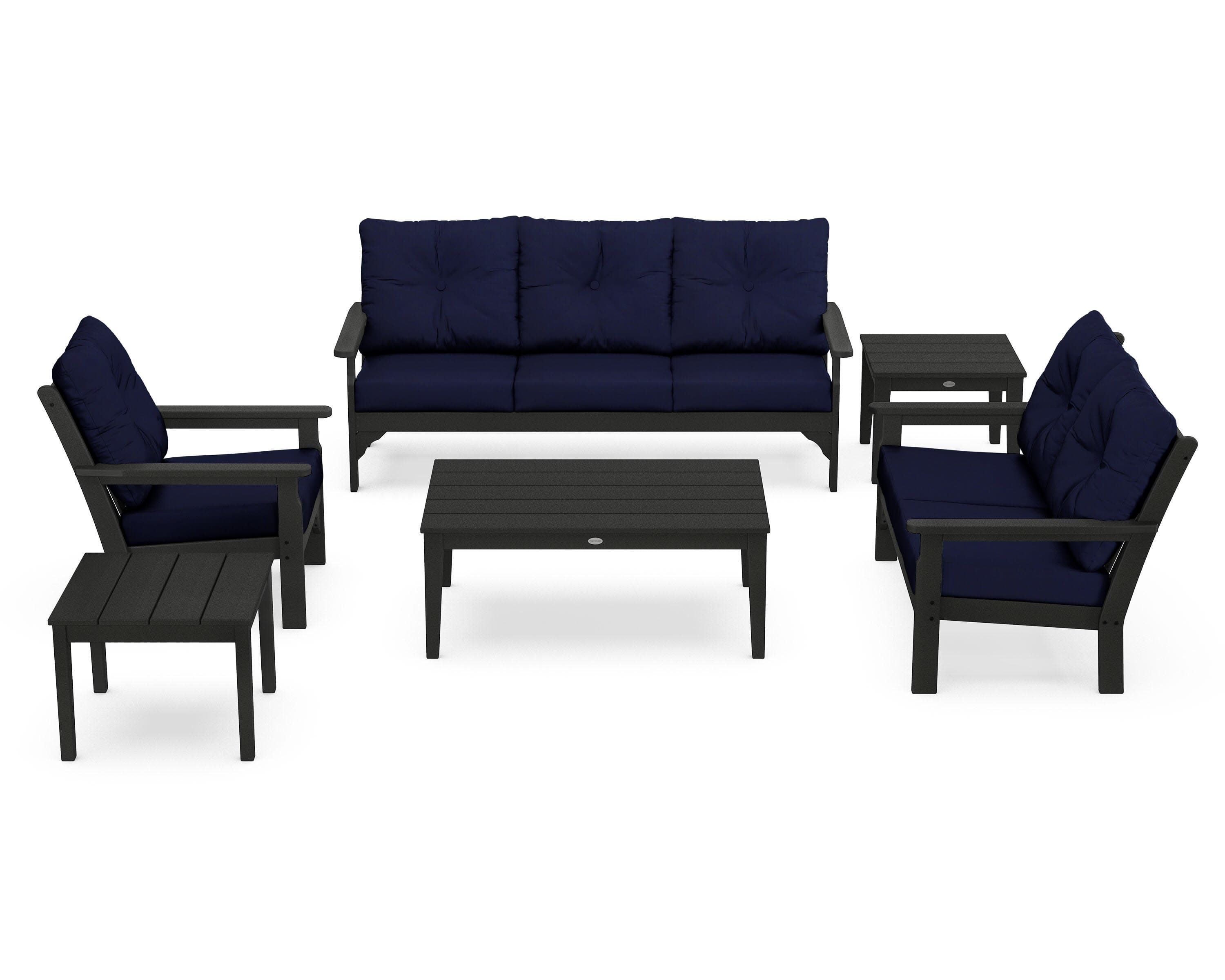 Vineyard 6-Piece Deep Seating Set in Black / Navy