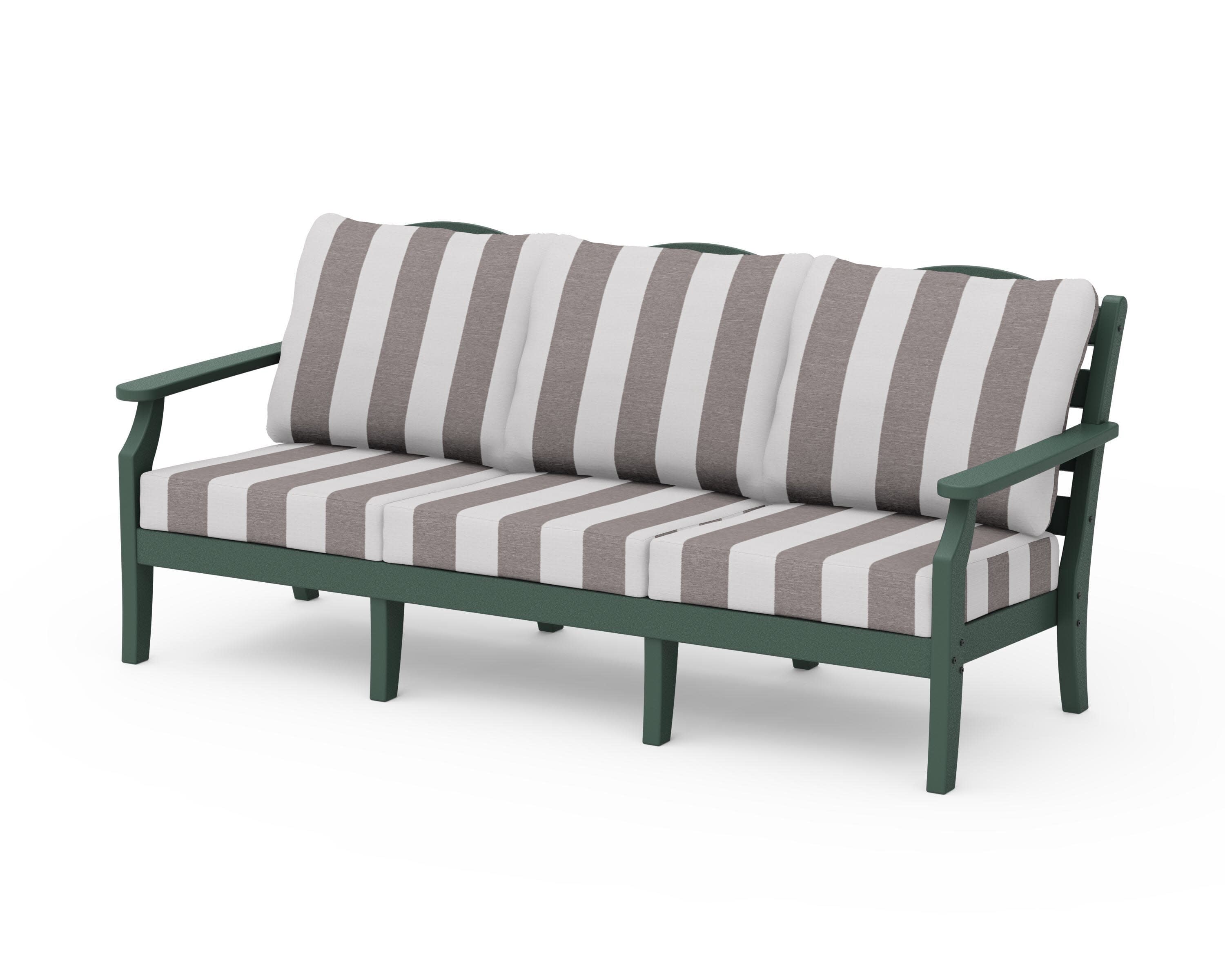 Savannah Deep Seating Sofa in Green / Cabana Stripe Grey Mist