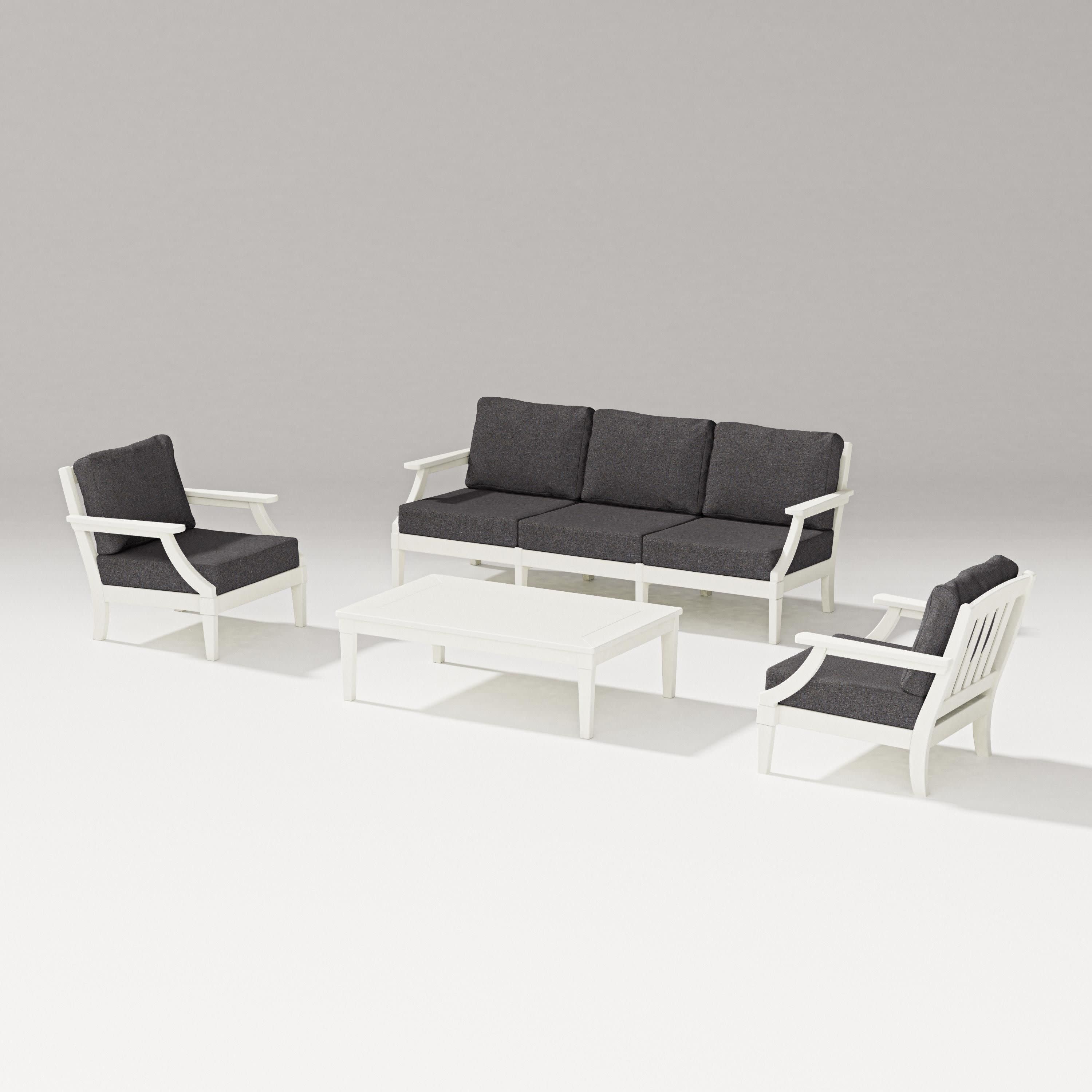 Estate 4-Piece Lounge Sofa Set in Vintage White / Ash Charcoal
