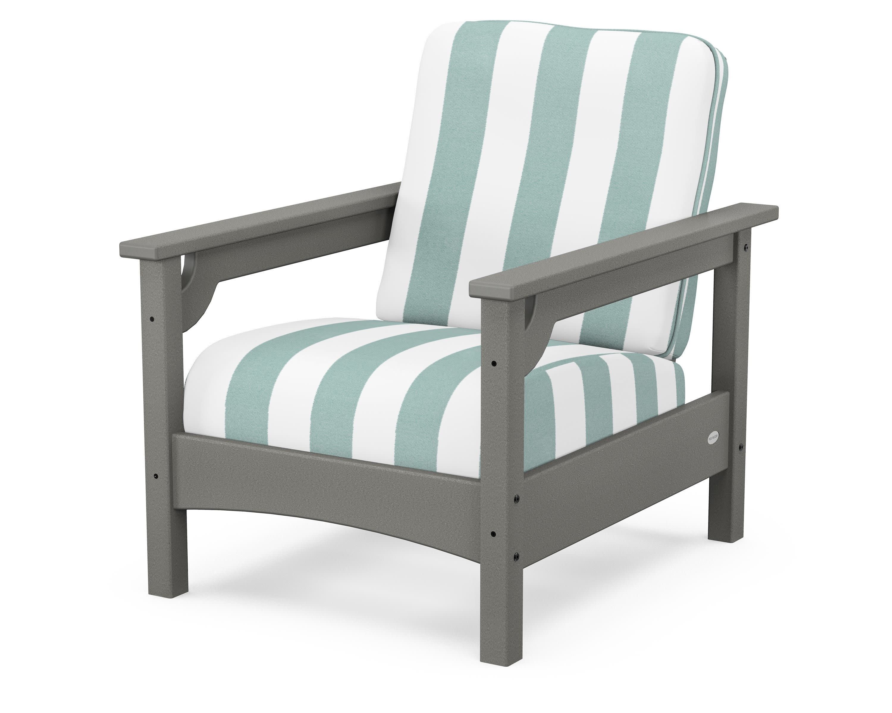 Club Chair in Slate Grey / Cabana Stripe Glacier Spa