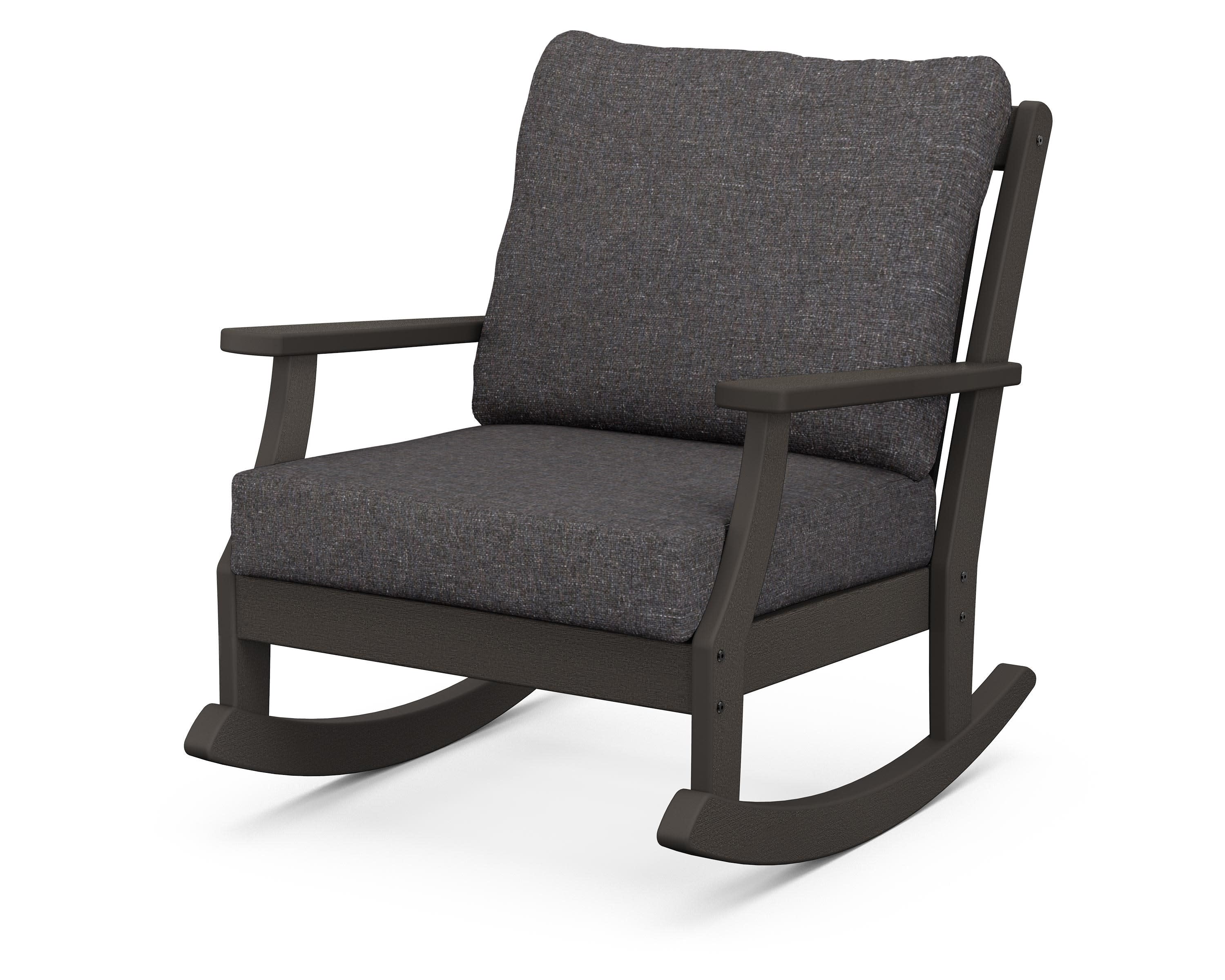 Braxton Deep Seating Rocking Chair in Vintage Coffee / Ash Charcoal