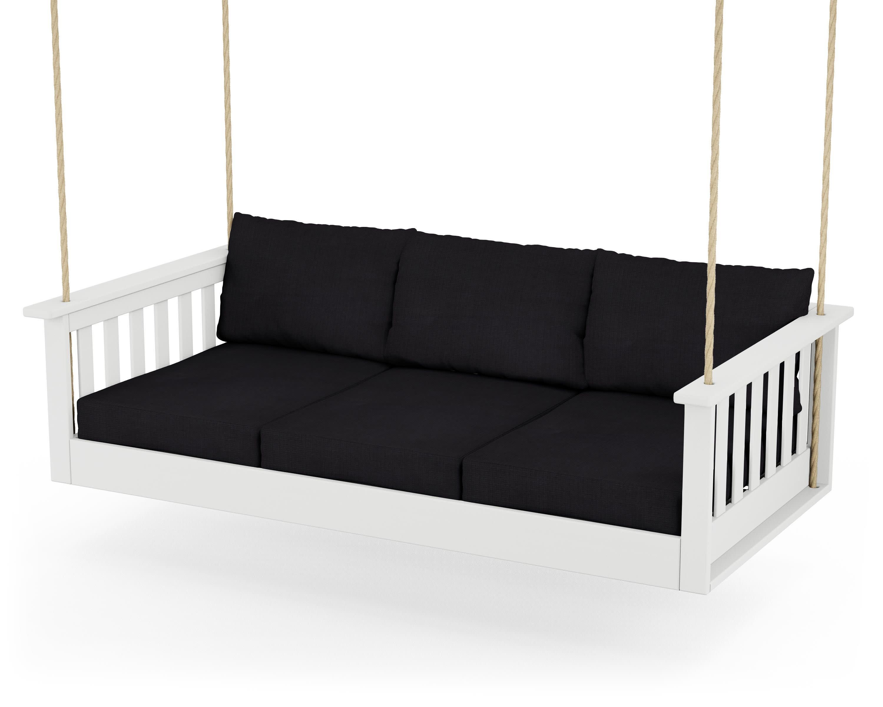 Vineyard Daybed Swing in White / Midnight Linen