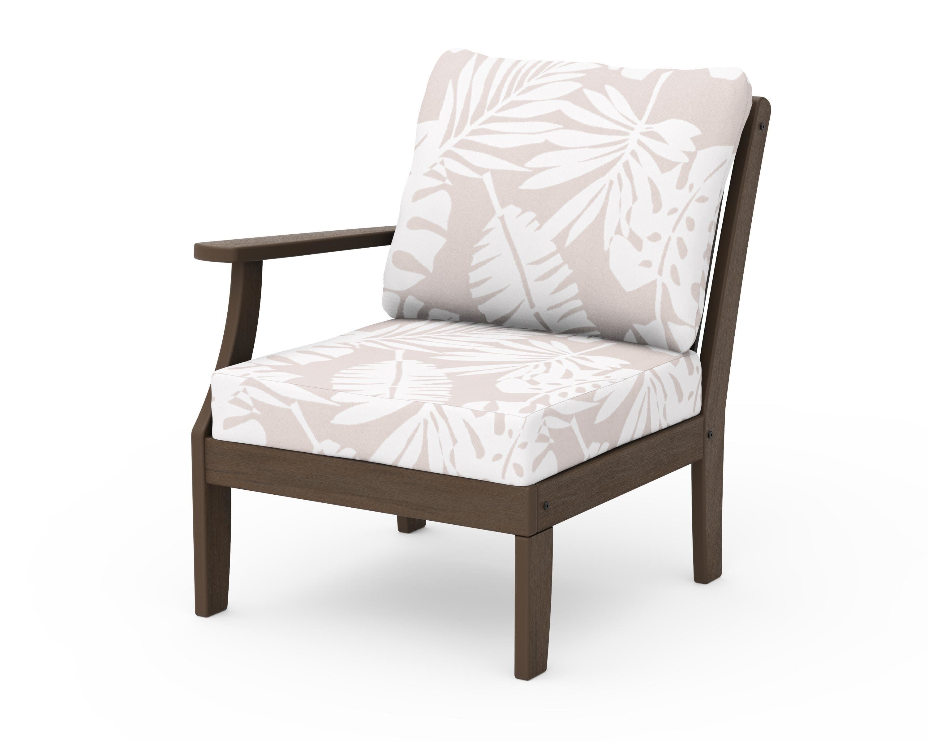 Braxton Modular Left Arm Chair in Kona / Leaf Dune Burlap