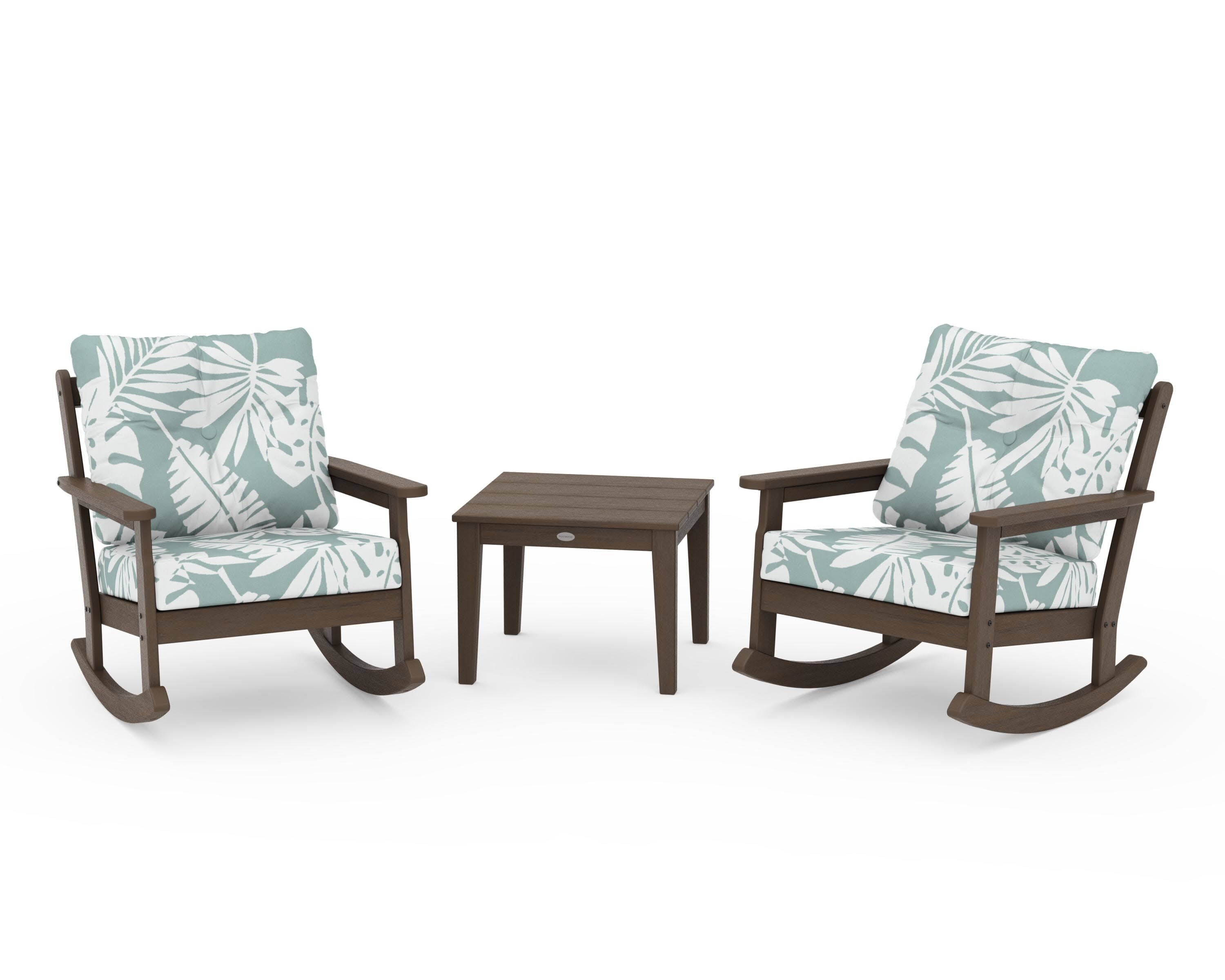 Vineyard 3-Piece Deep Seating Rocker Set in Kona / Leaf Glacier Spa