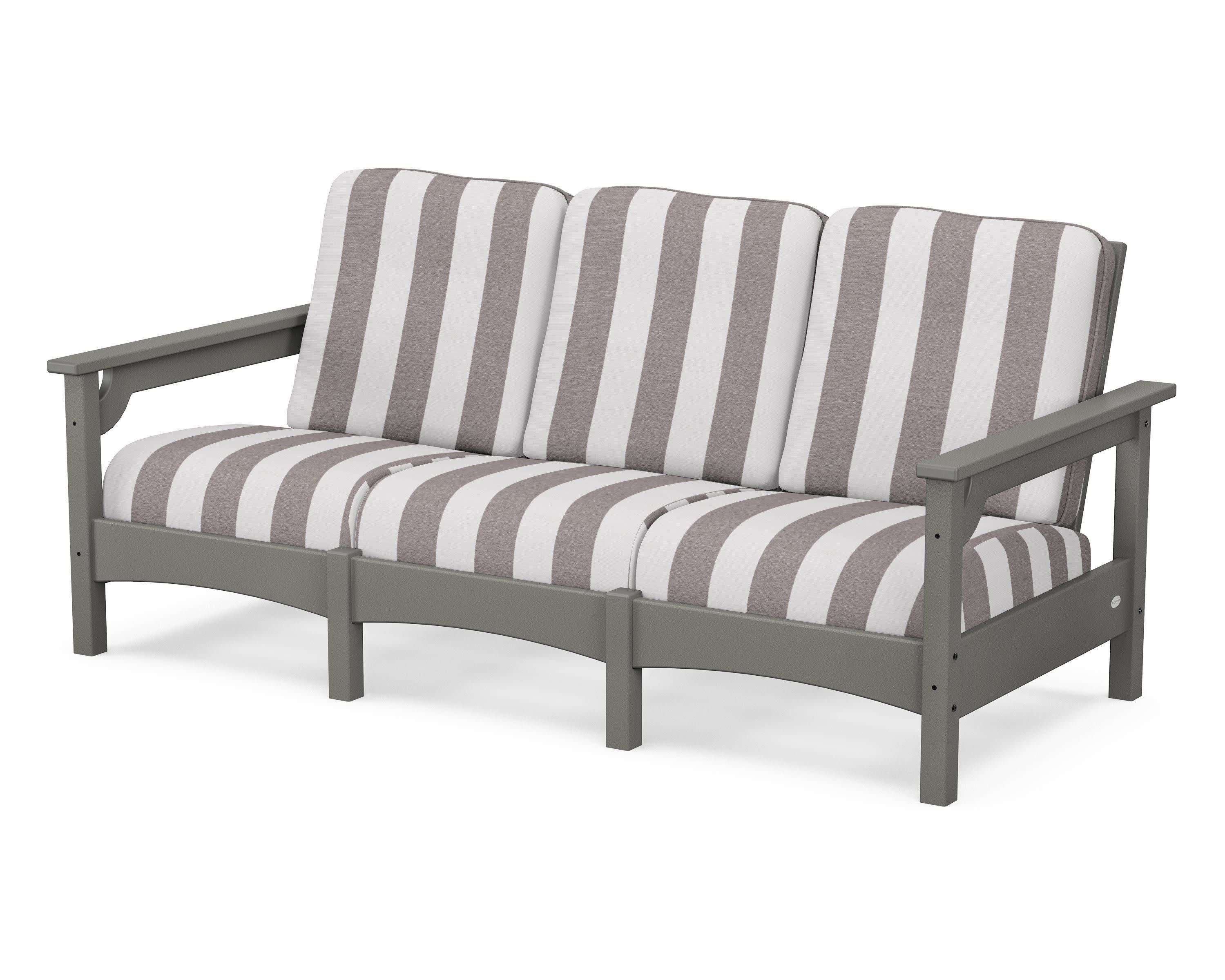 Club Sofa in Slate Grey / Cabana Stripe Grey Mist