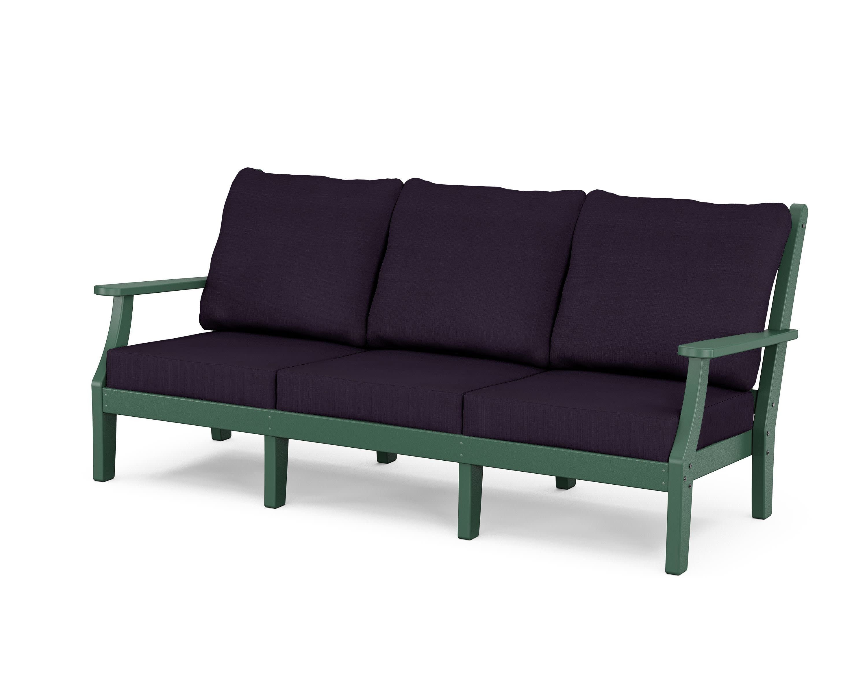 Wovendale Deep Seating Sofa in Green / Navy Linen