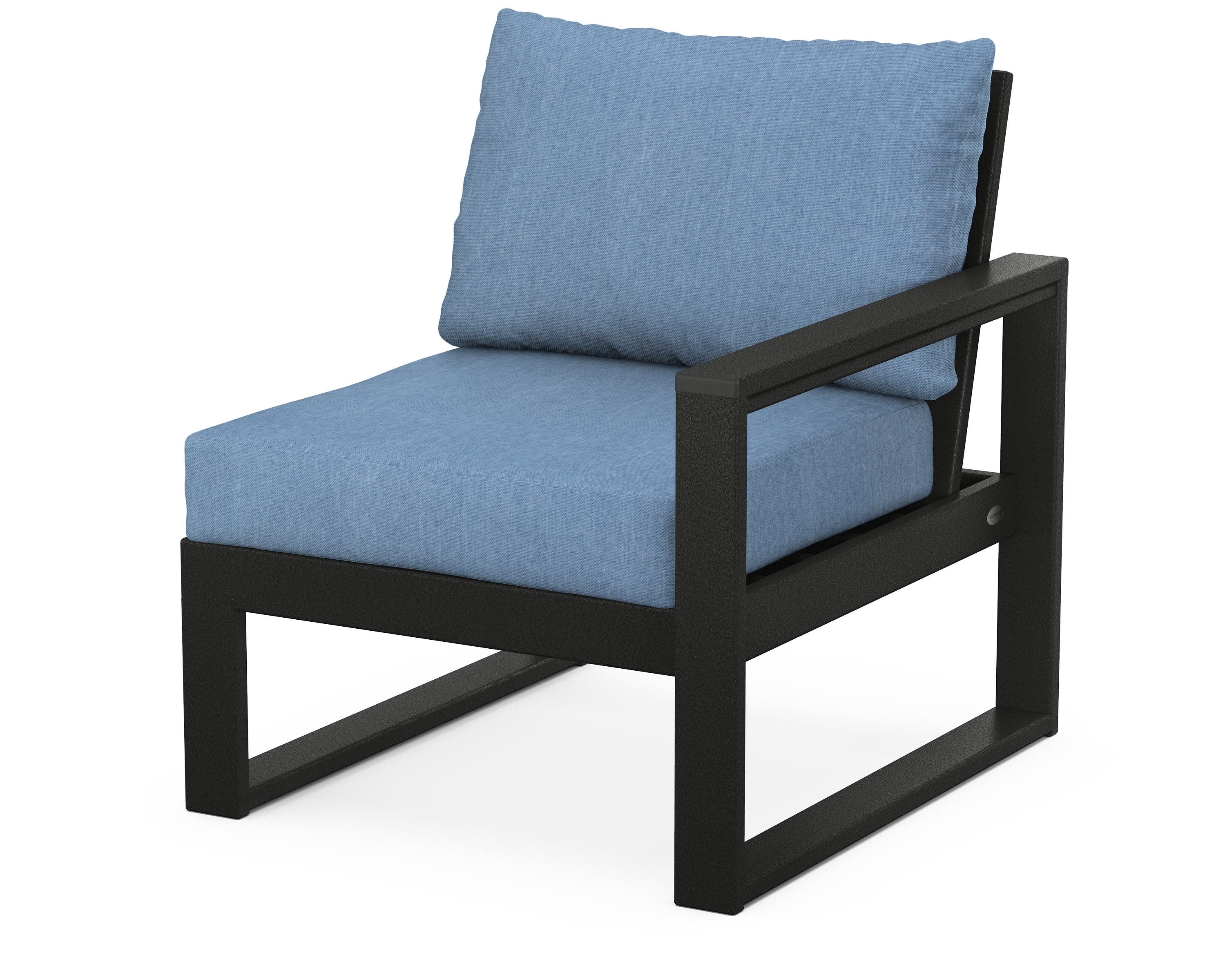 EDGE Modular Right Arm Chair in Black / Sky Blue