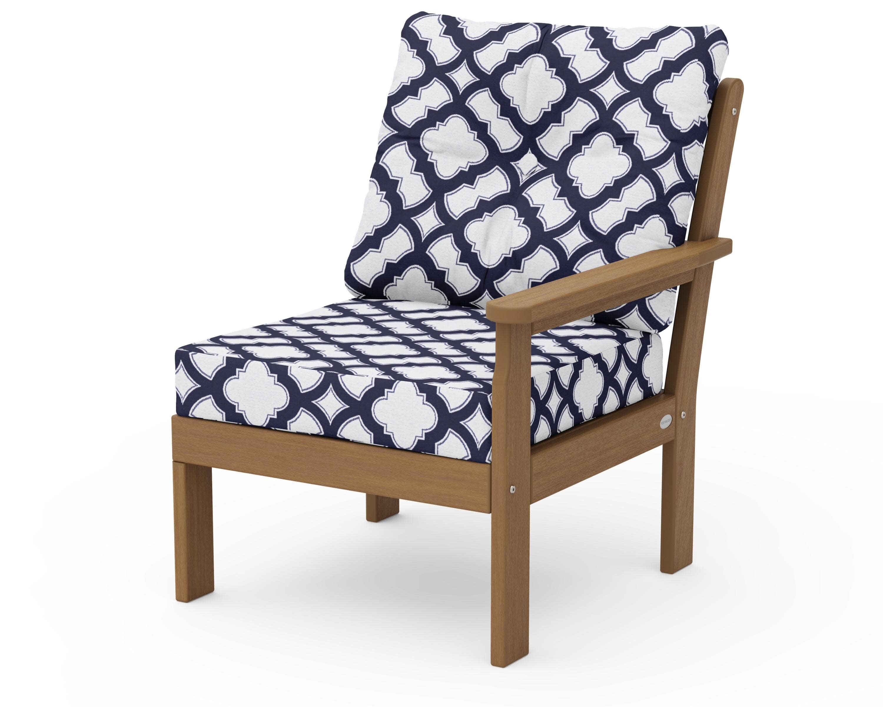 Vineyard Modular Right Arm Chair in Natural / Trellis Navy