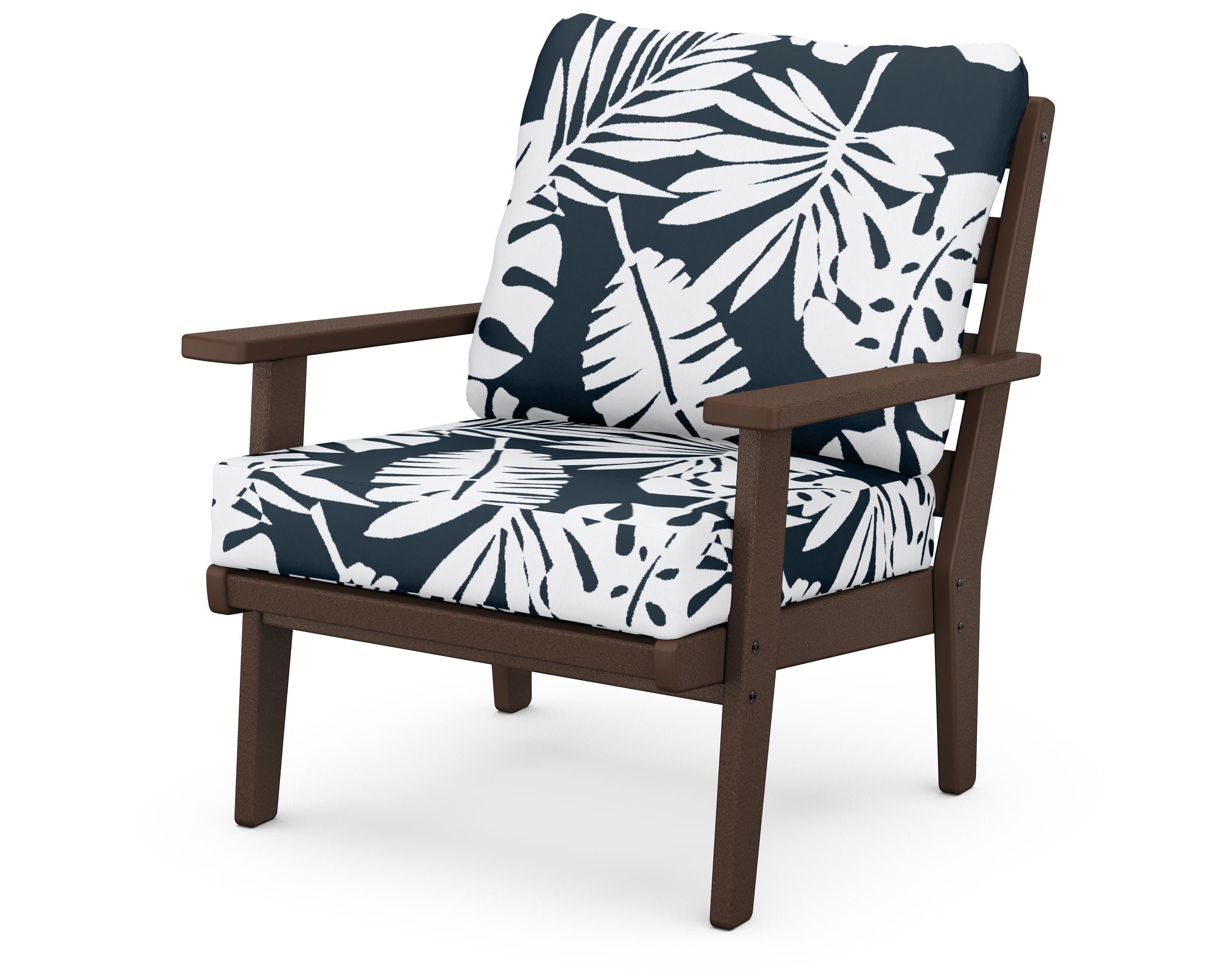 Grant Park Deep Seating Chair in Mahogany / Leaf Marine Indigo
