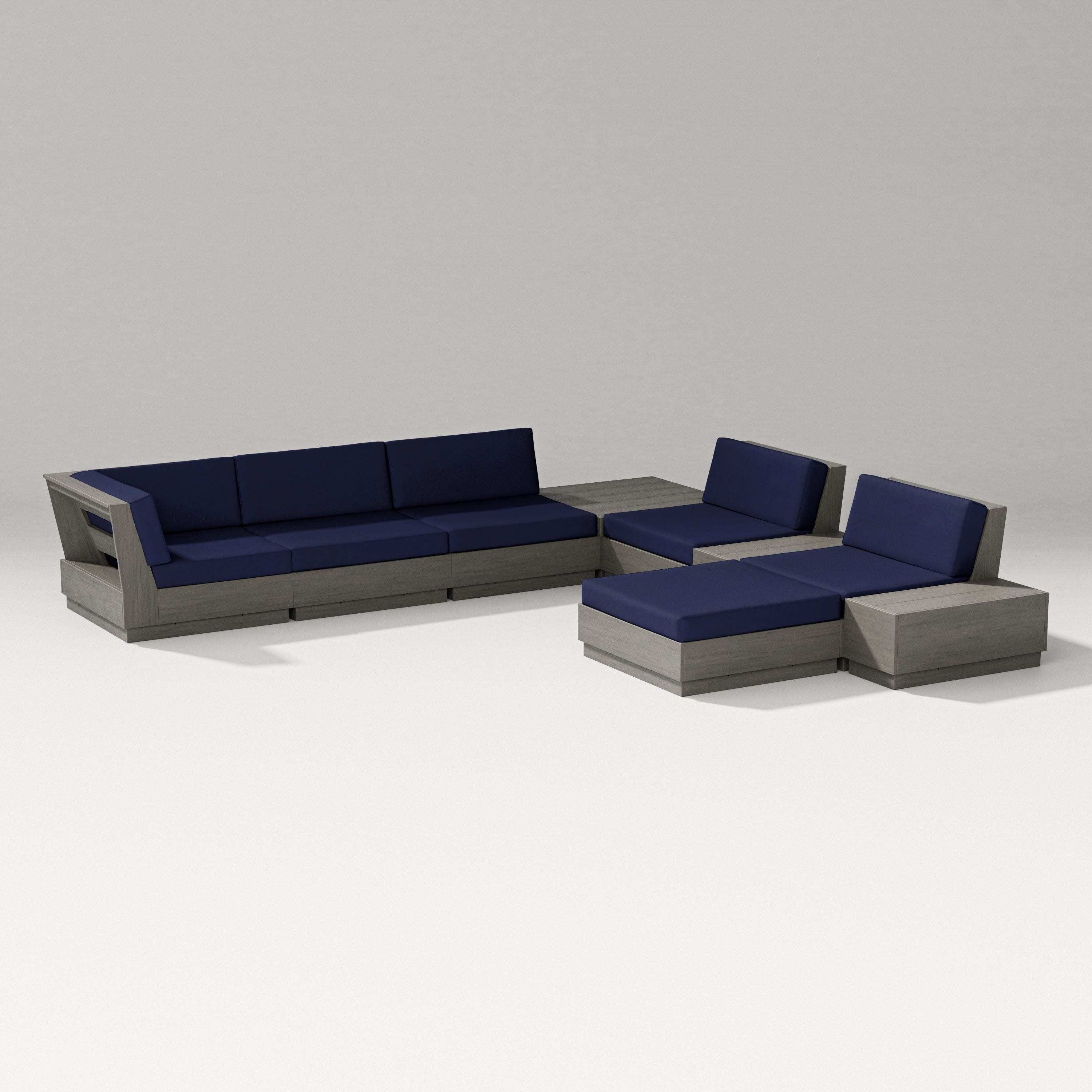 Elevate 9-Piece Conversation Sectional in Driftwood / Navy