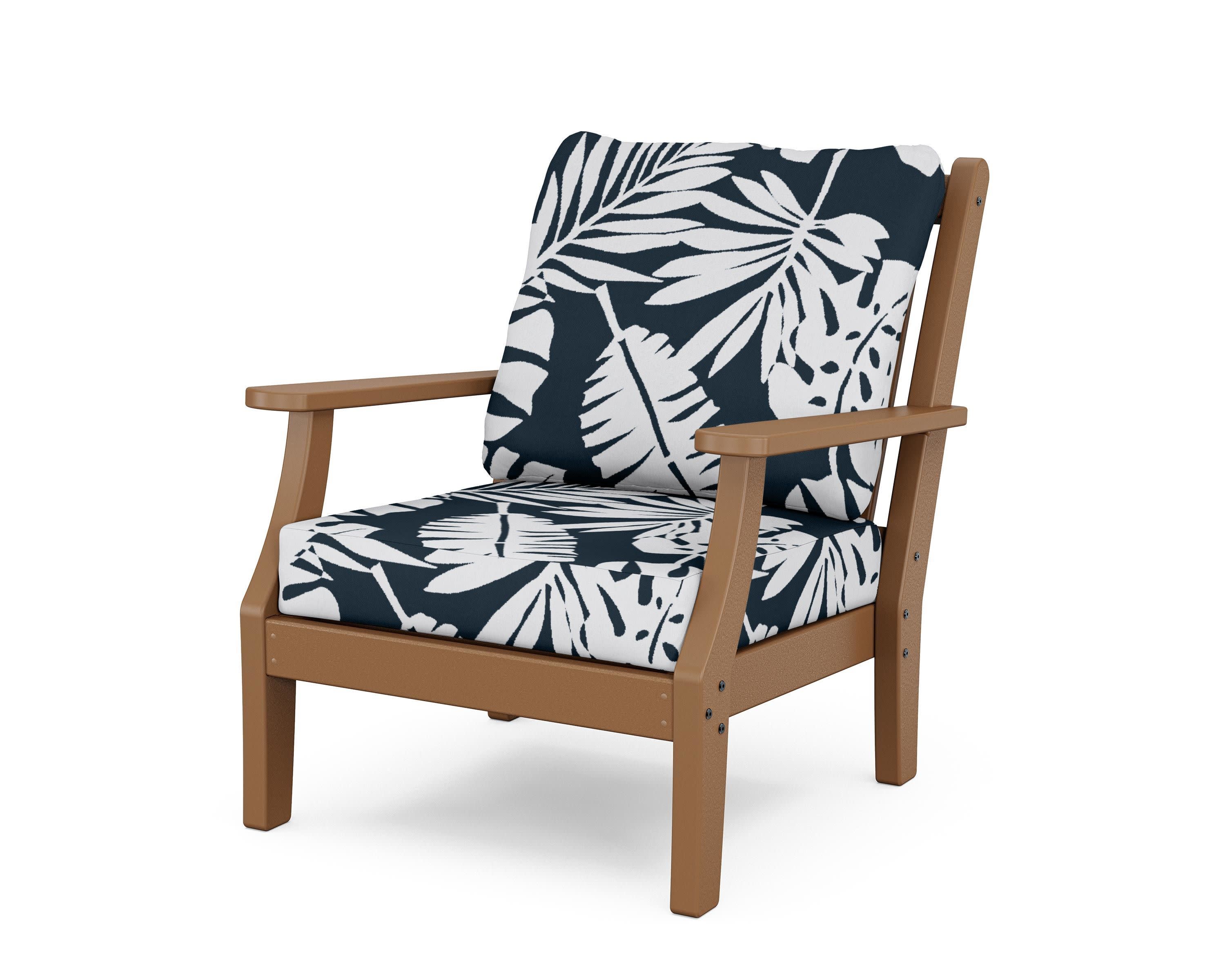 Wovendale Deep Seating Chair in Teak / Leaf Marine Indigo