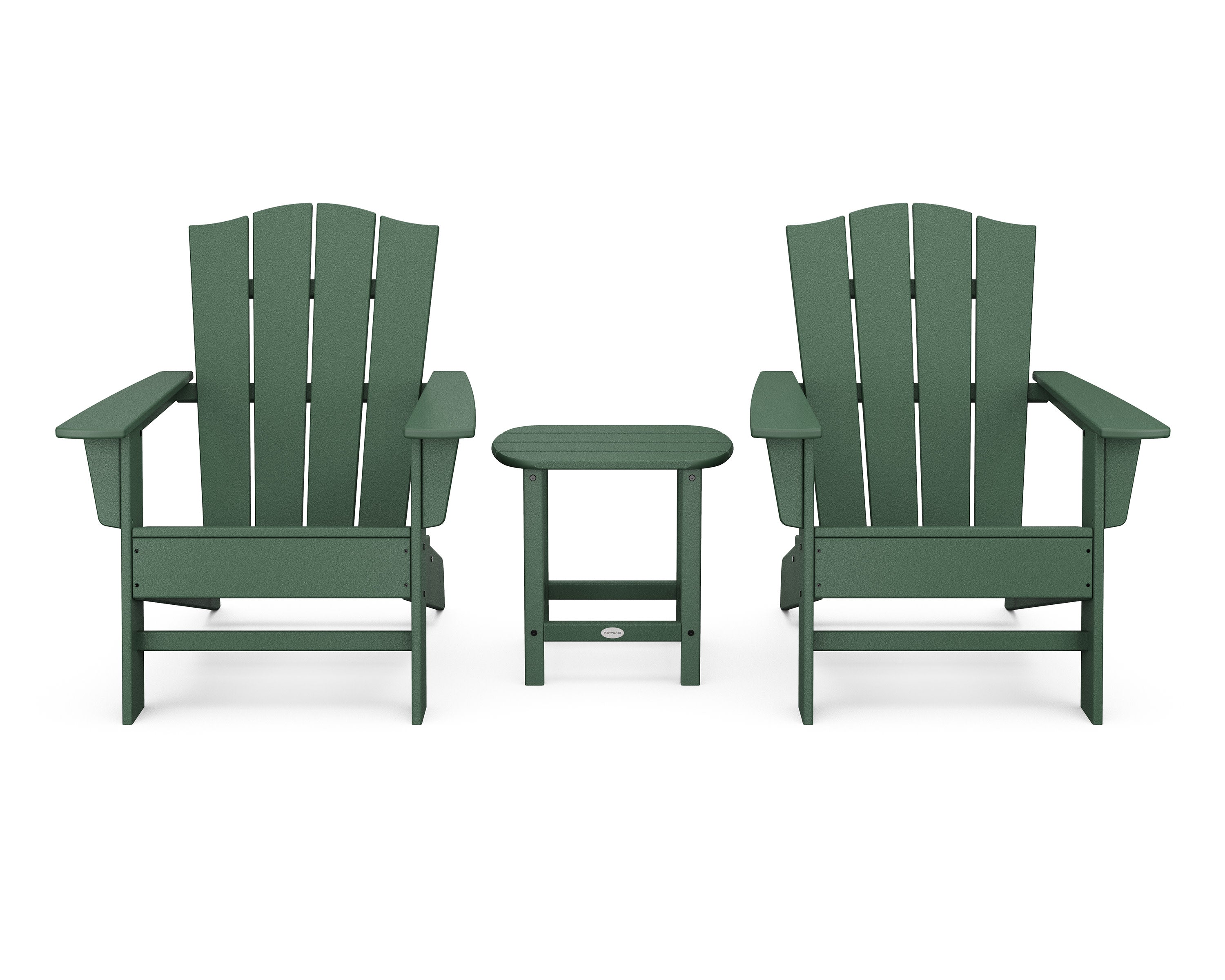 Wave 3-Piece Adirondack Chair Set with The Crest Chairs in Green