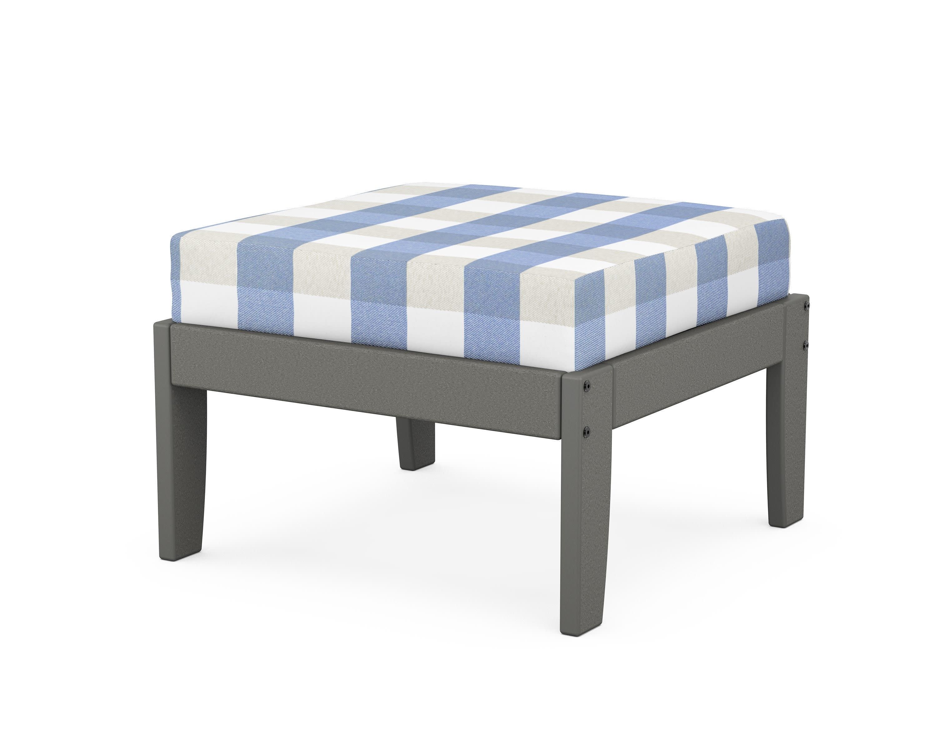 Modular Ottoman - Classic in Slate Grey / Buffalo Plaid Sky Blue