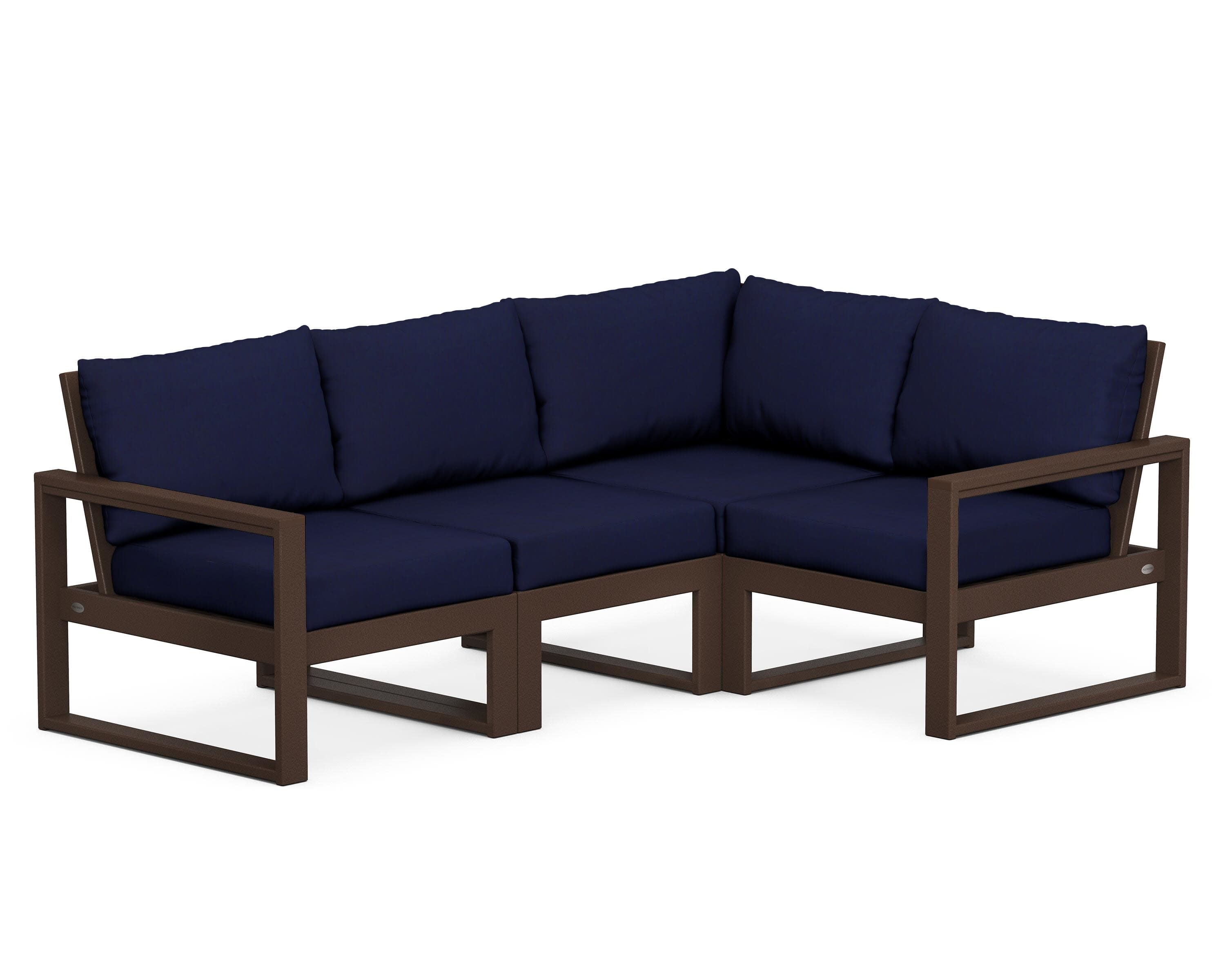 EDGE 4-Piece Modular Deep Seating Set in Mahogany / Navy