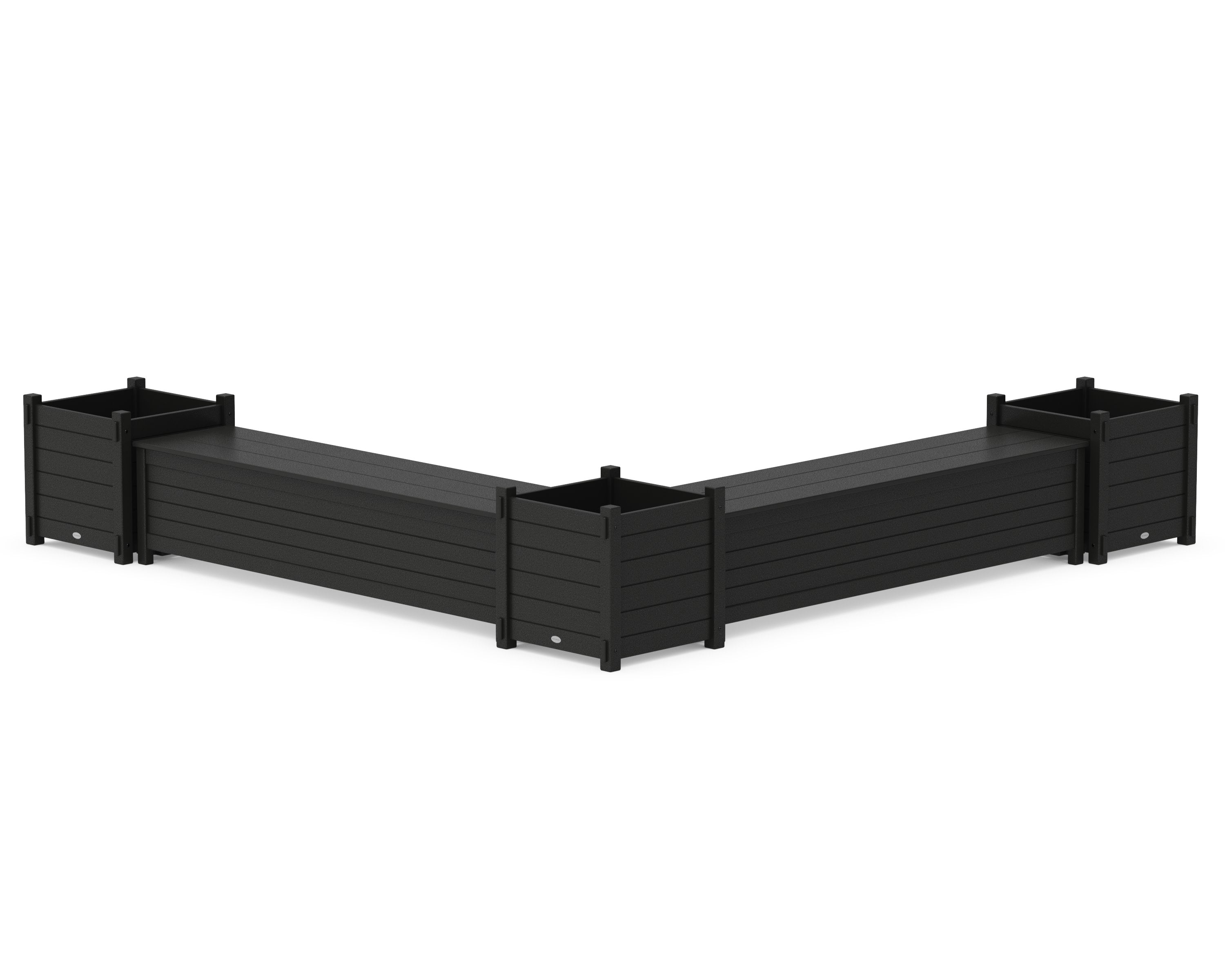 72" Nautical L- Shaped Planter Storage Bench Corner Set- Large in Black