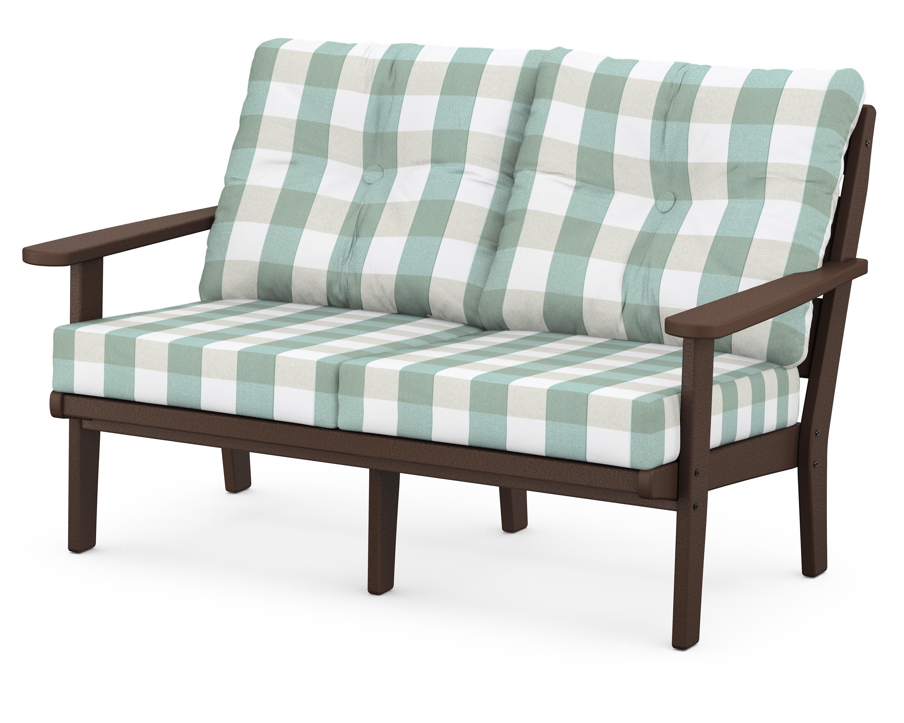 Lakeside Deep Seating Loveseat in Mahogany / Buffalo Plaid Glacier Spa