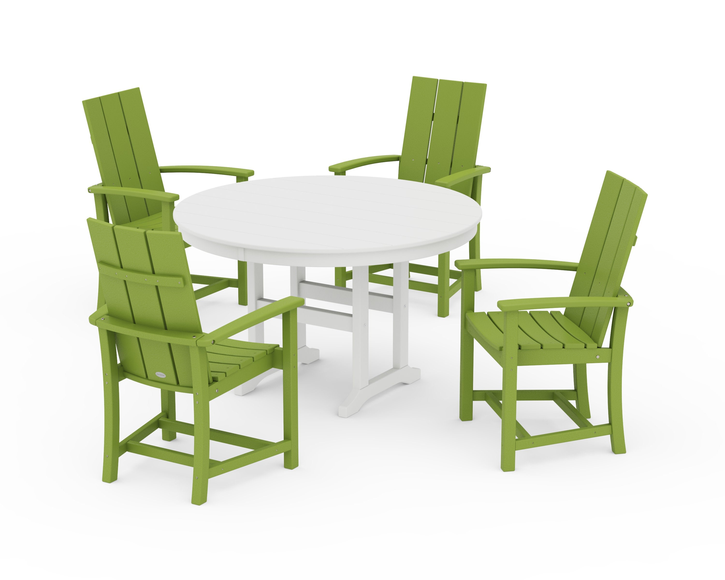 Modern Adirondack 5-Piece Round Farmhouse Dining Set in Lime / White