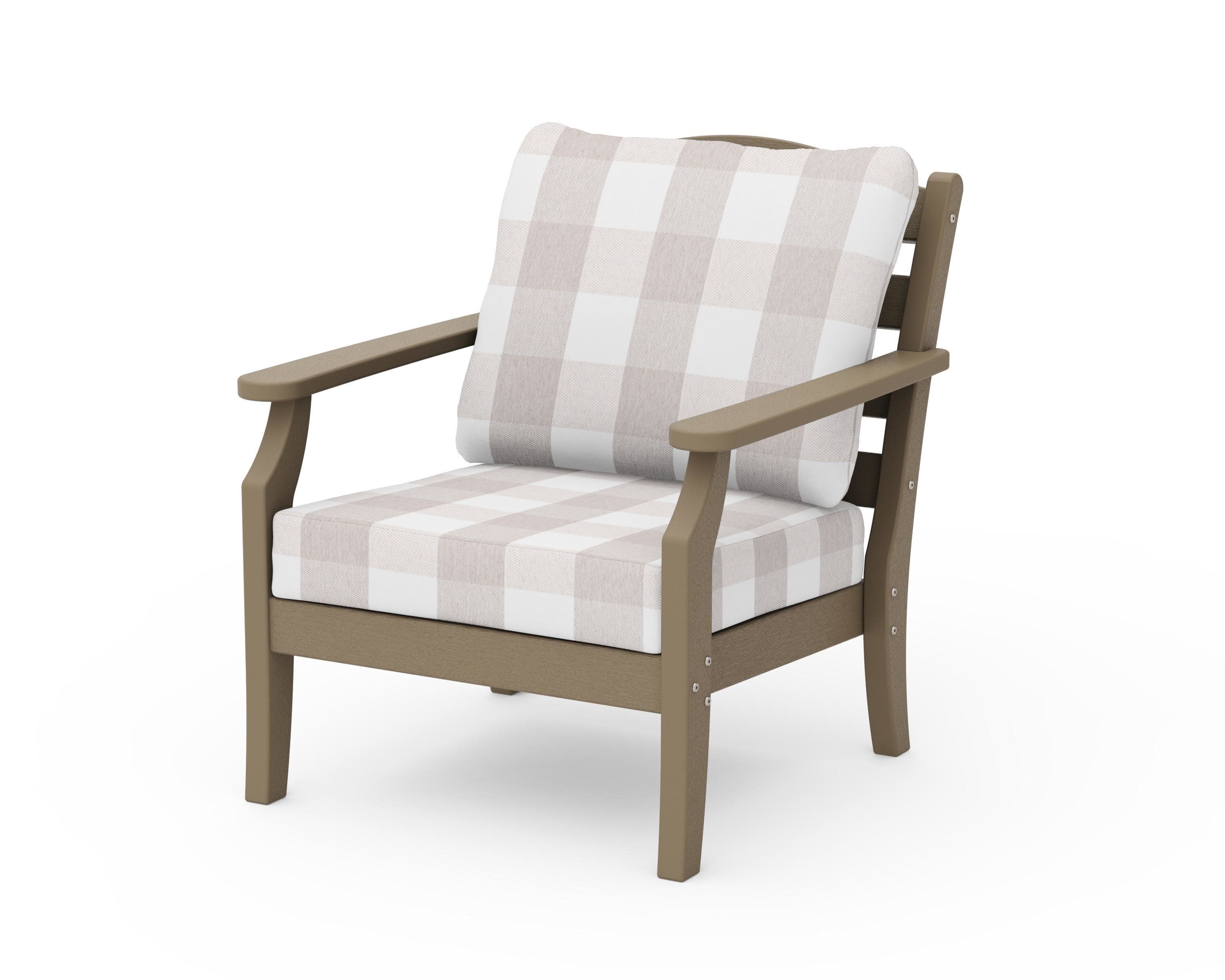 Savannah Deep Seating Chair in Vintage Sahara / Buffalo Plaid Dune Burlap