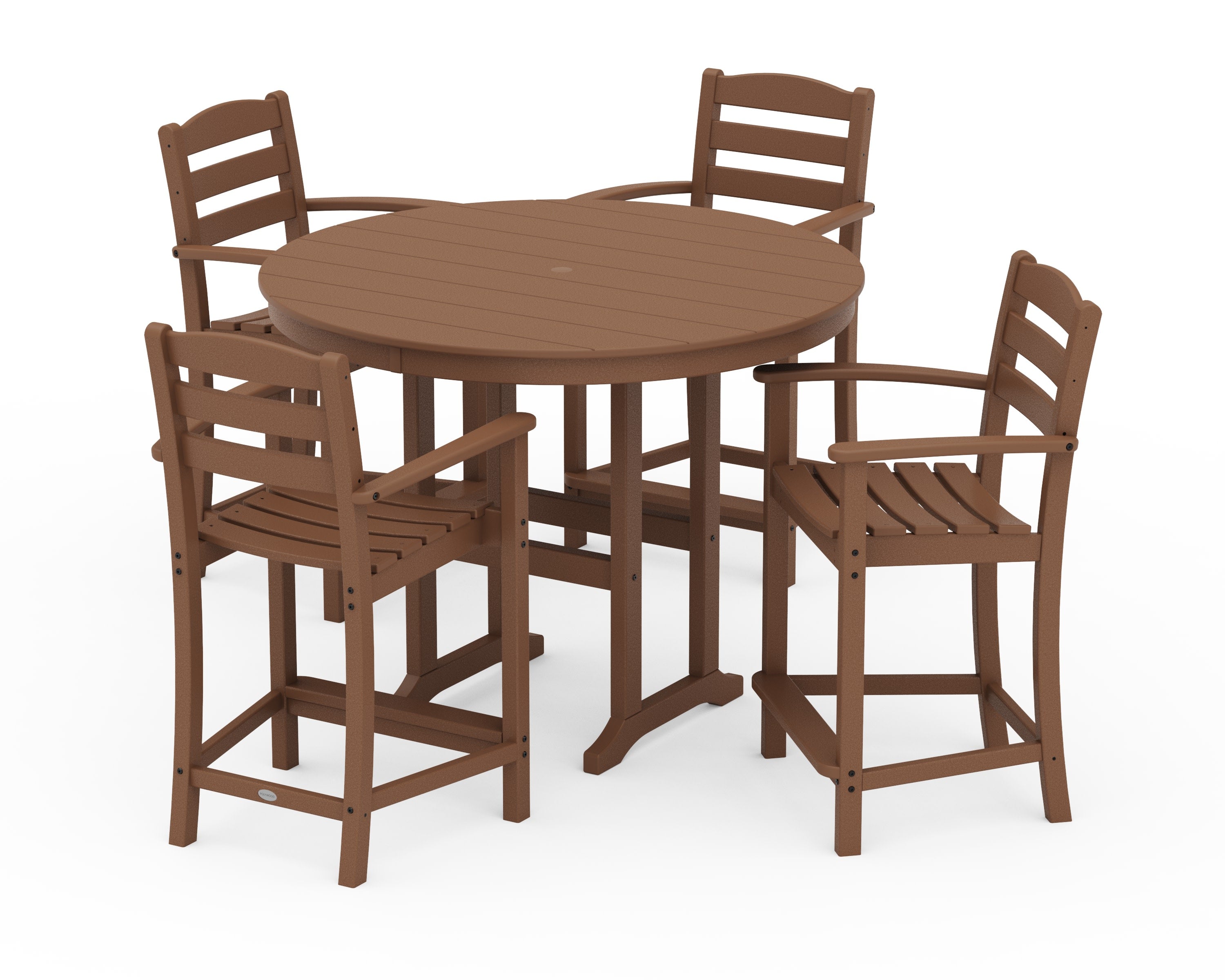 La Casa Caf 5-Piece Round Farmhouse Counter Set in Teak